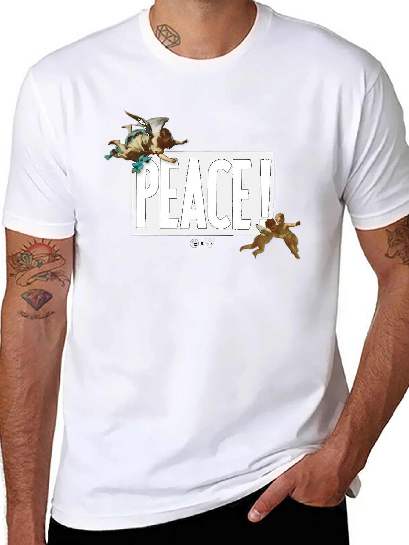 Peace Angel Graphic Tee - Black Cotton T-Shirt