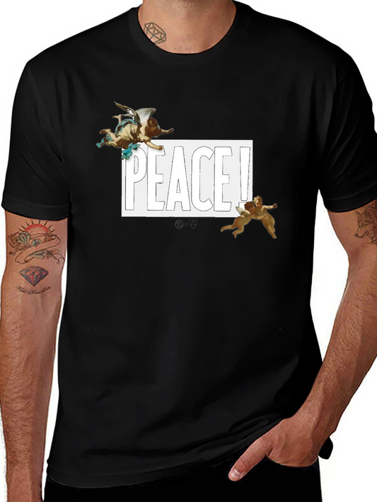 Peace Angel Graphic Tee - Black Cotton T-Shirt
