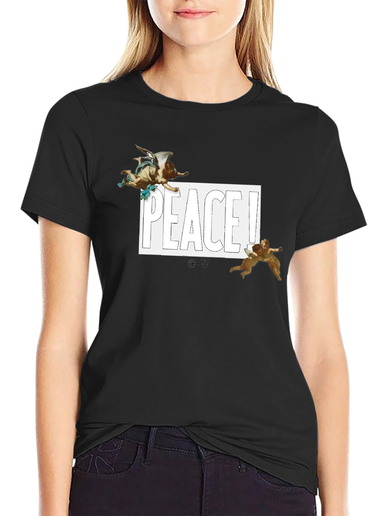 Peace Angel Graphic Tee - Black Cotton T-Shirt
