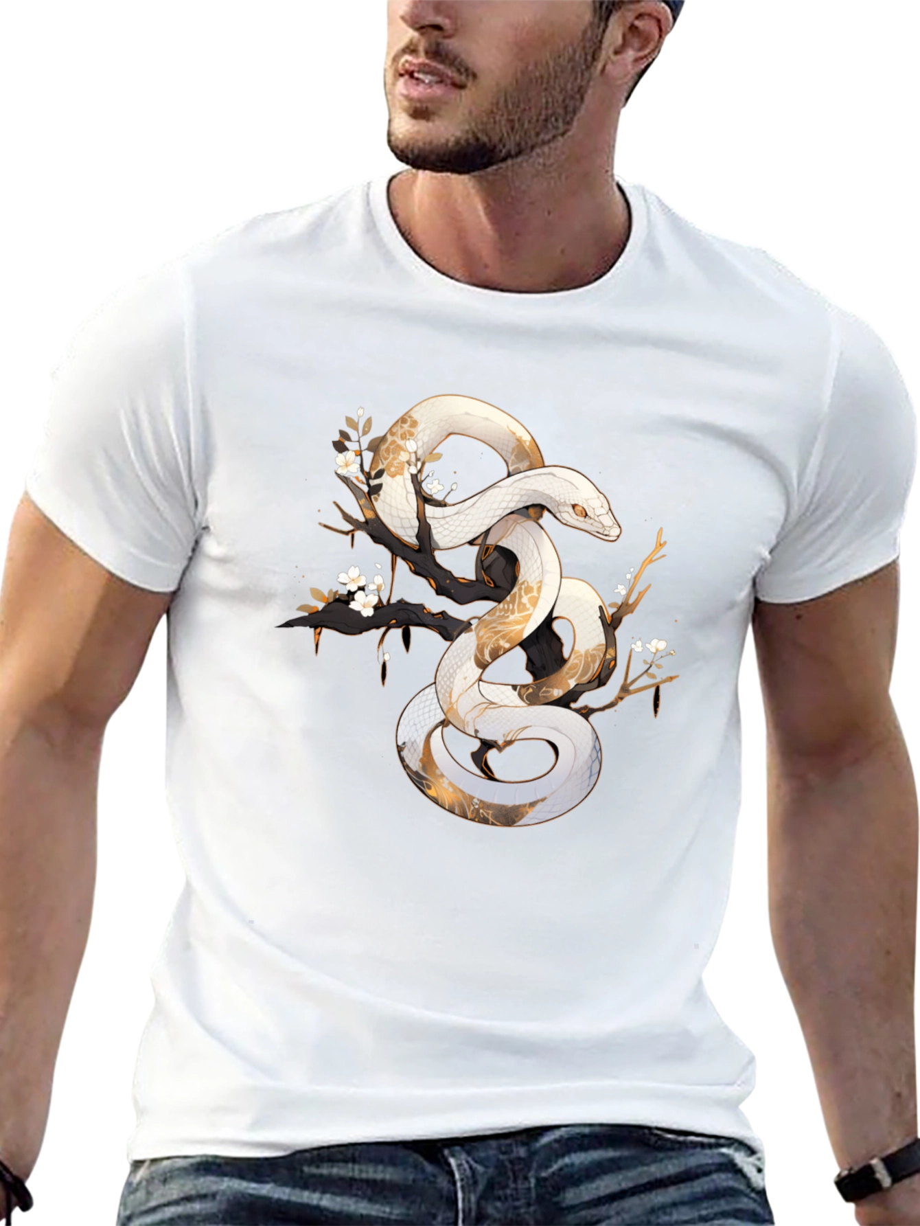 Snake Art Tee: Black Graphic T-Shirt
