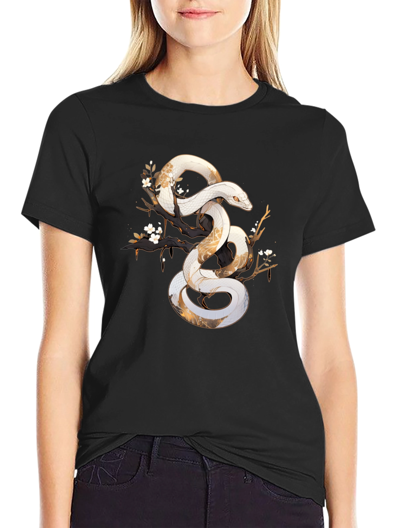 Snake Art Tee: Black Graphic T-Shirt