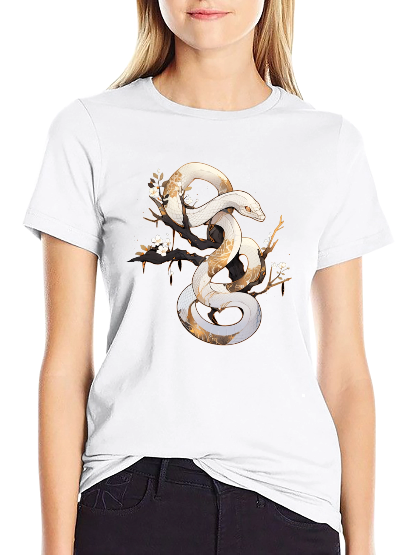 Snake Art Tee: Black Graphic T-Shirt