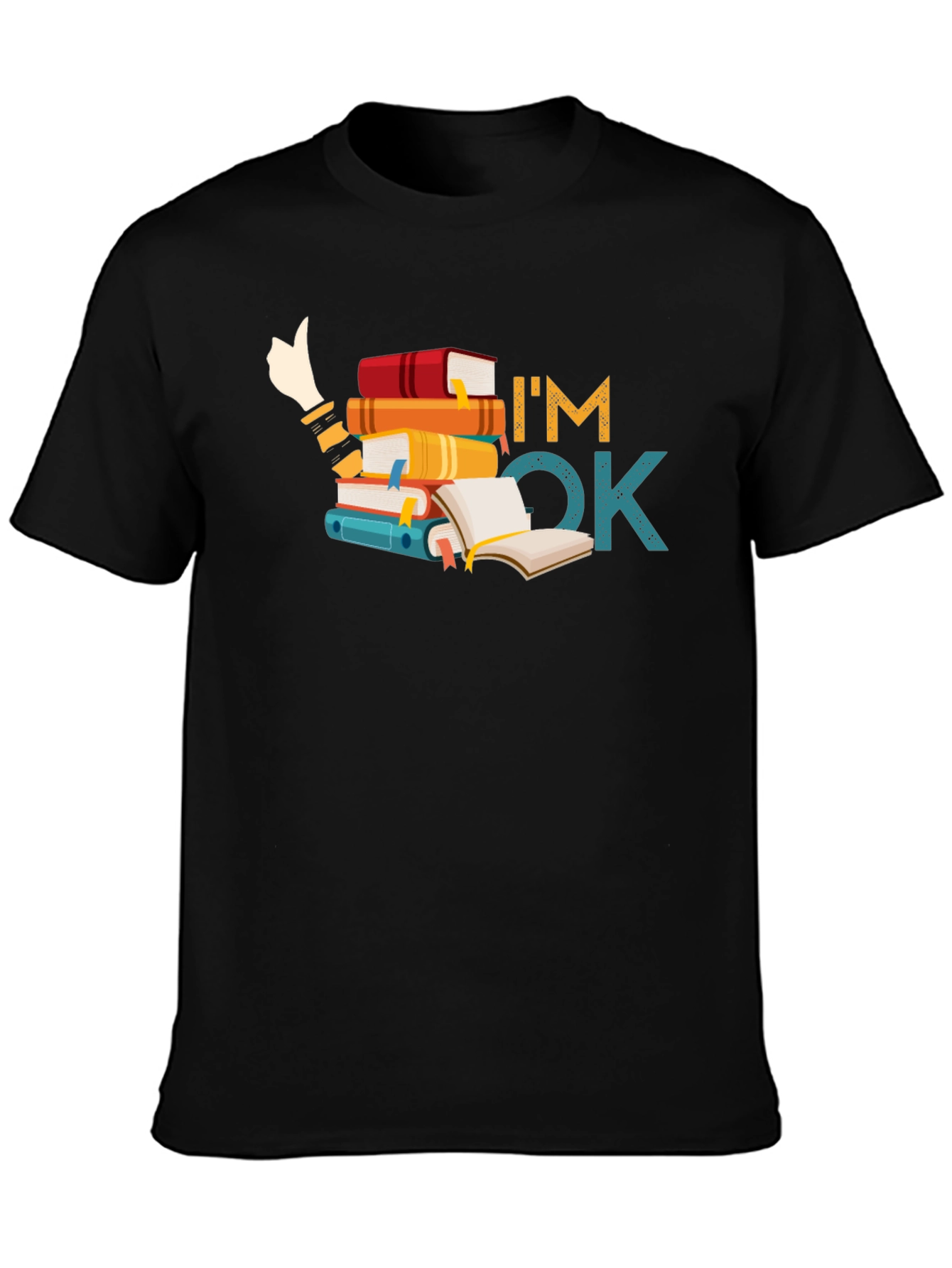 Book Lover T-Shirt: Im OK Stack of Books