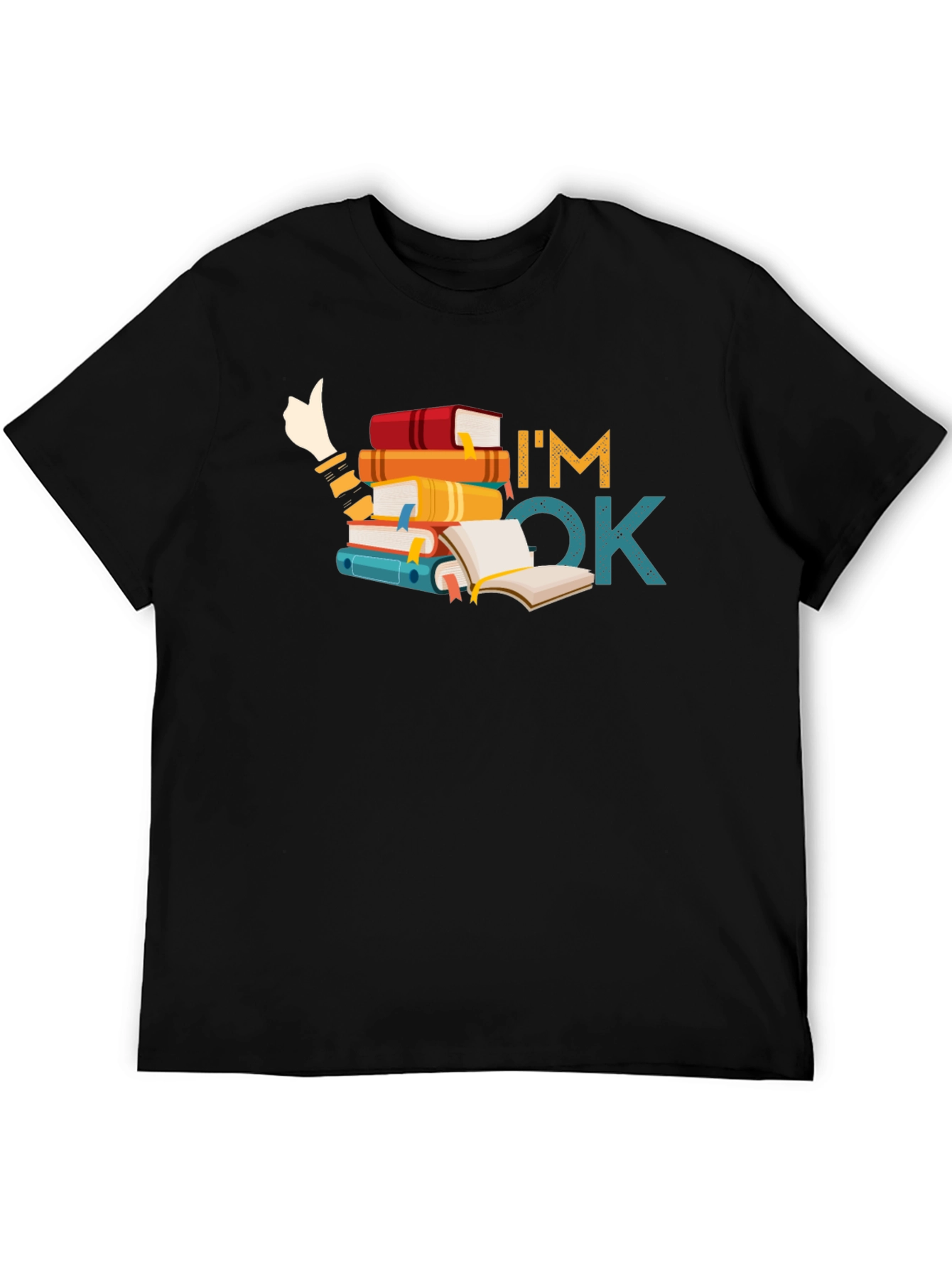 Book Lover T-Shirt: Im OK Stack of Books