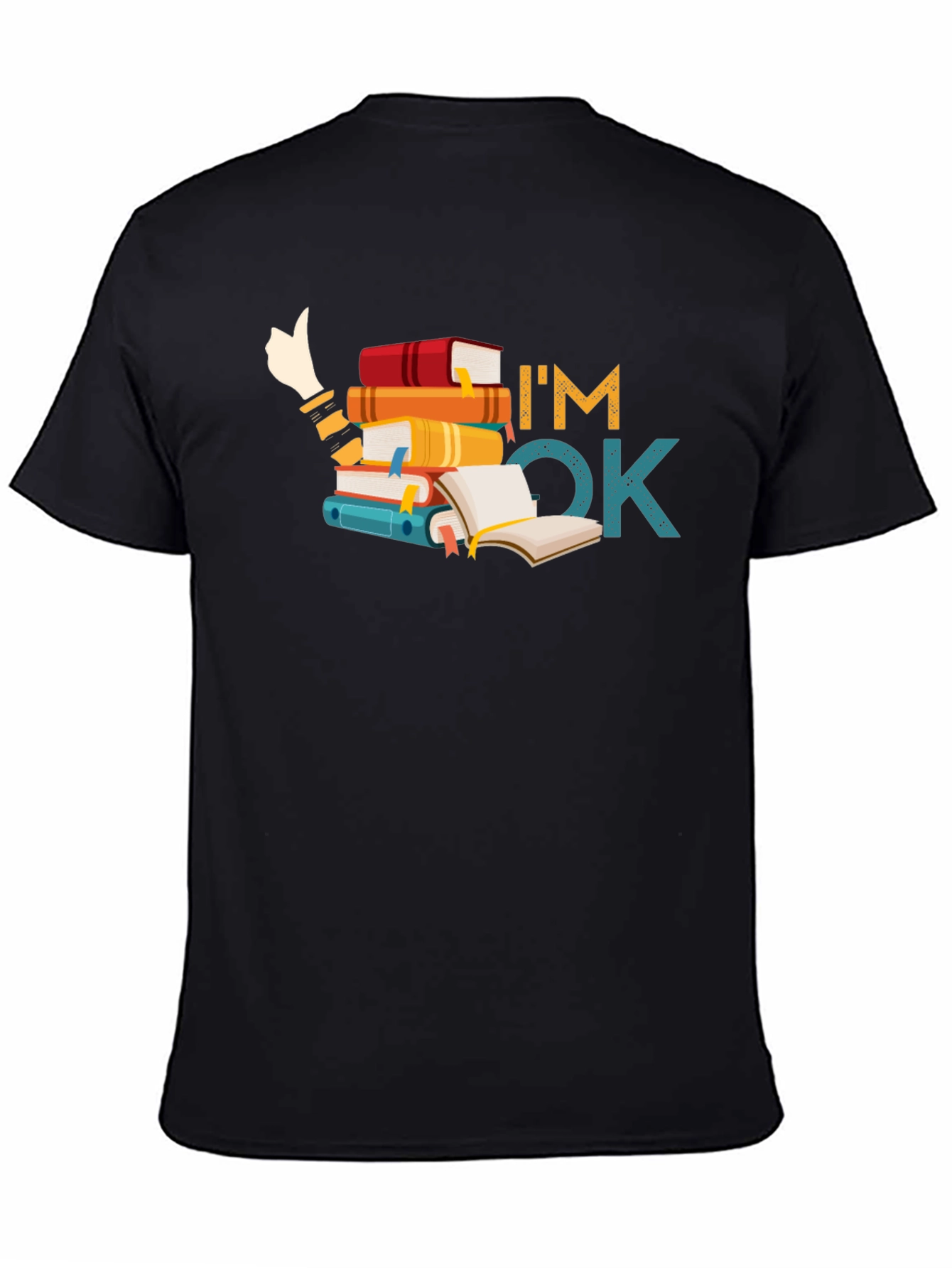 Book Lover T-Shirt: Im OK Stack of Books