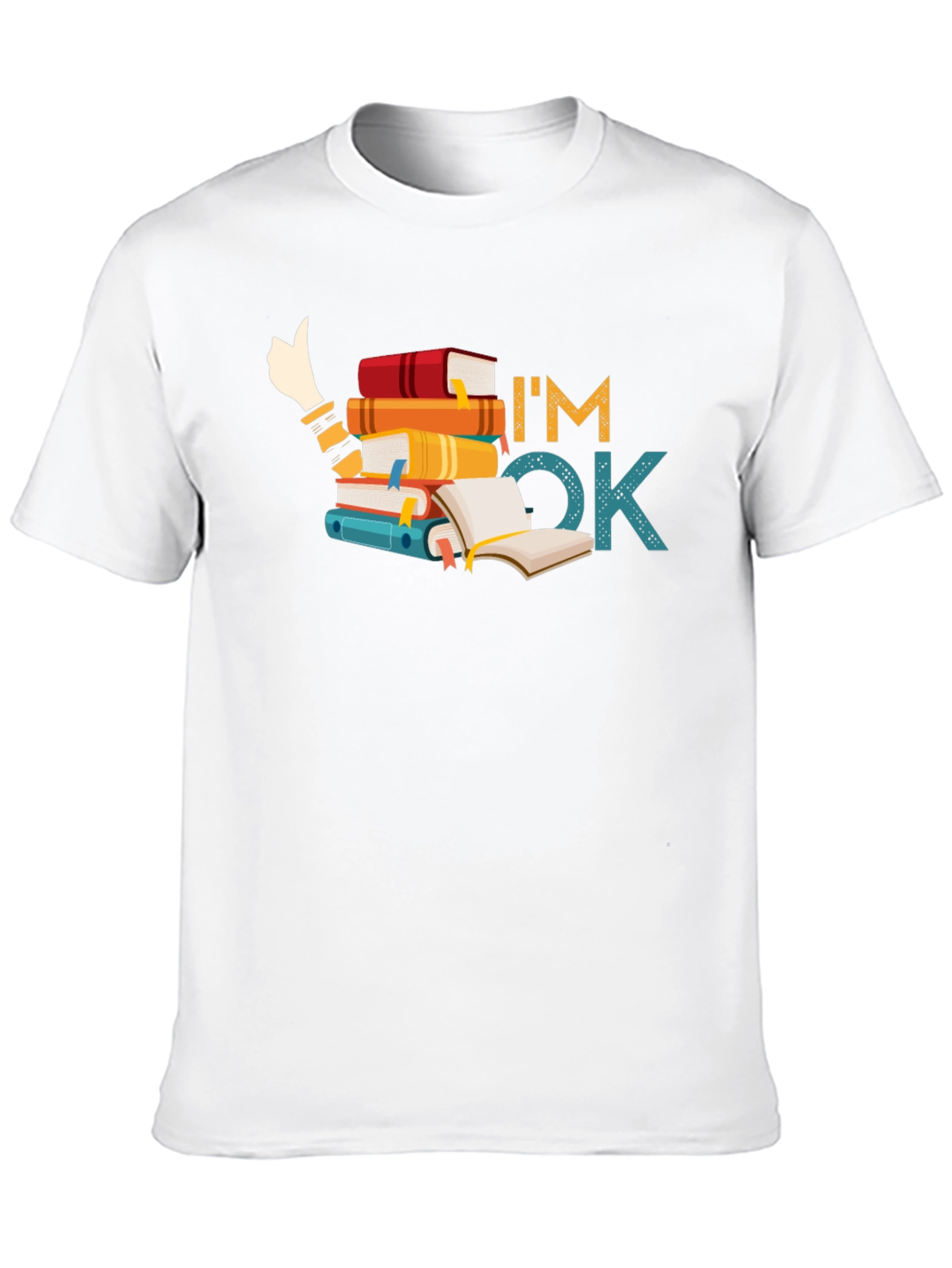 Book Lover T-Shirt: Im OK Stack of Books