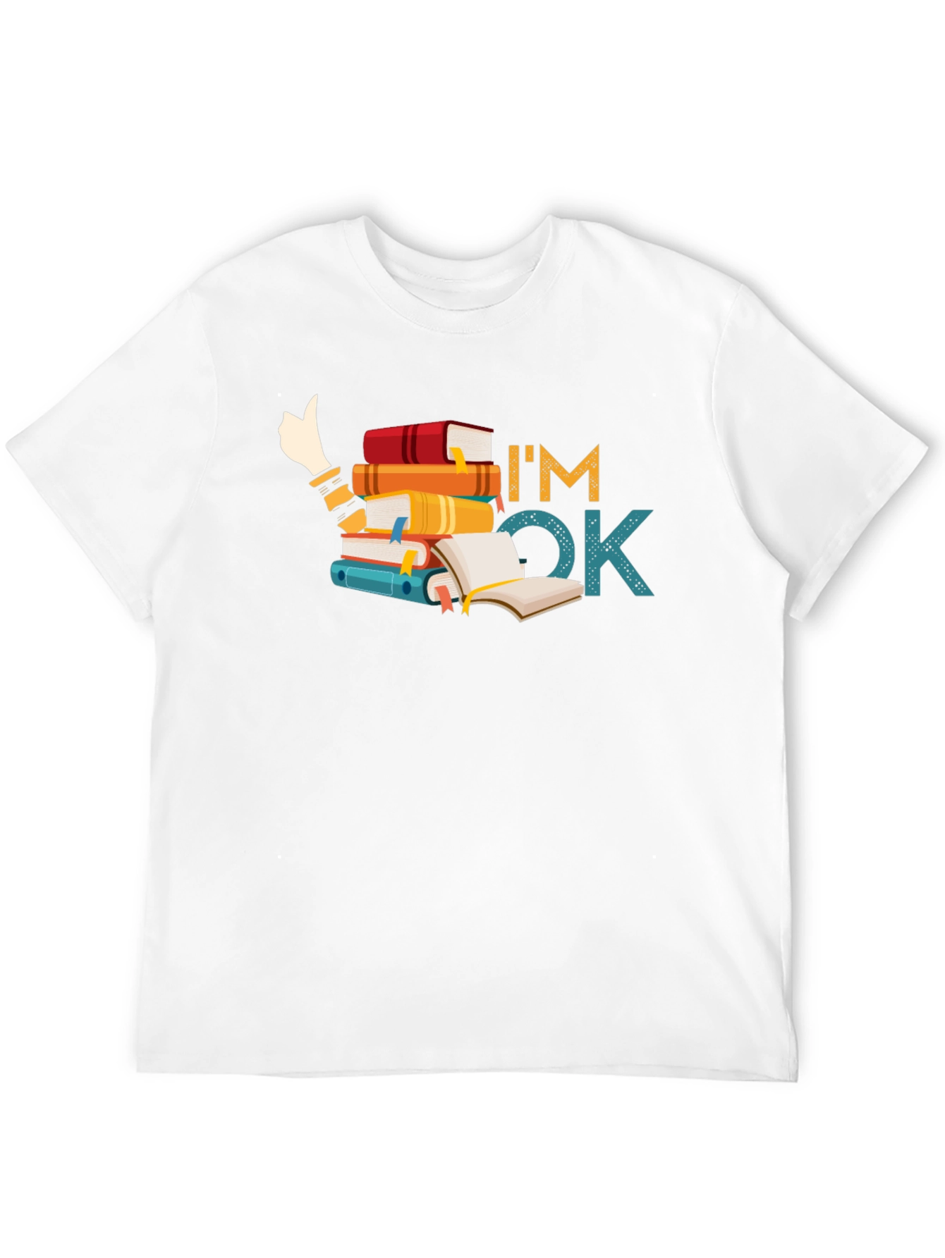 Book Lover T-Shirt: Im OK Stack of Books