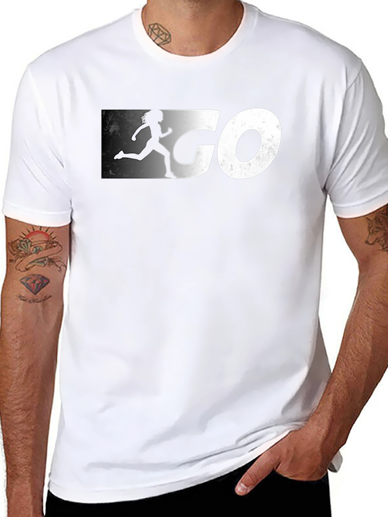 Go Runner Graphic Tee - Black Cotton T-Shirt