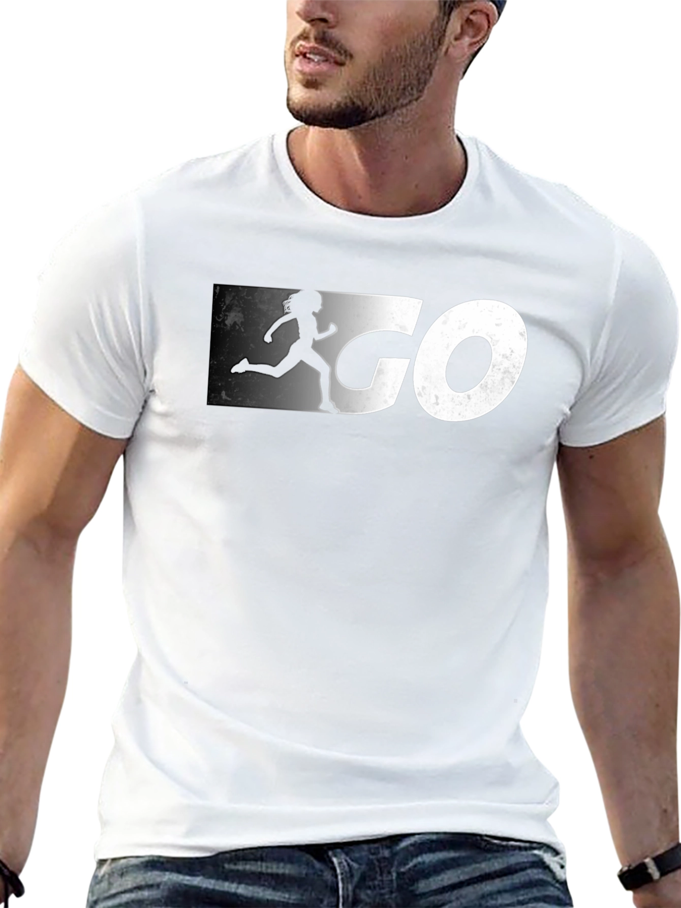 Go Runner Graphic Tee - Black Cotton T-Shirt