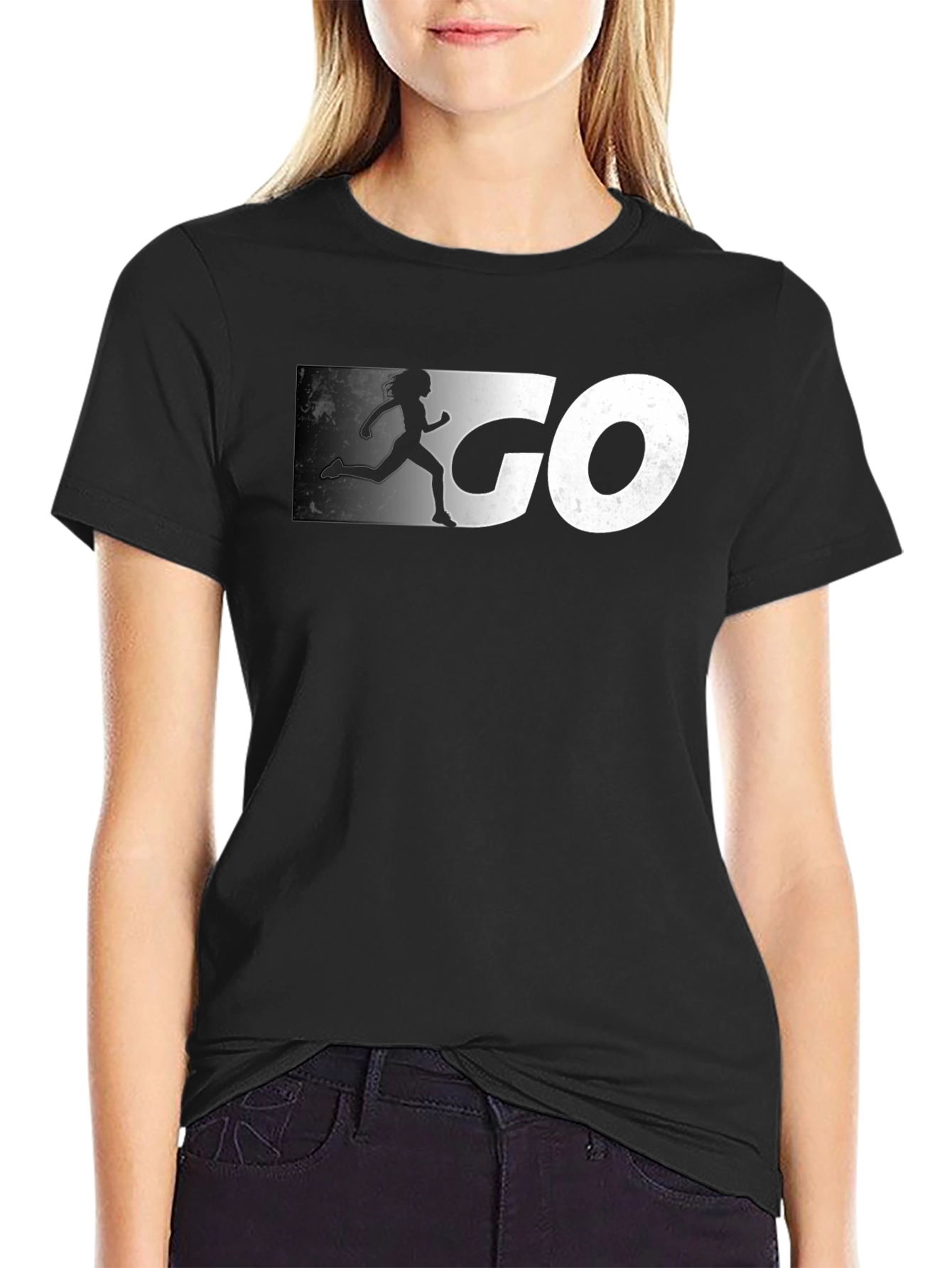 Go Runner Graphic Tee - Black Cotton T-Shirt