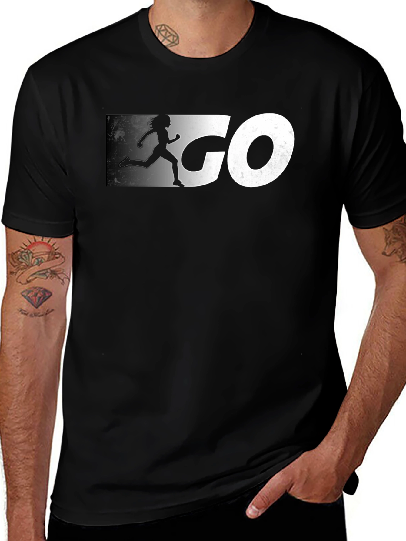Go Runner Graphic Tee - Black Cotton T-Shirt