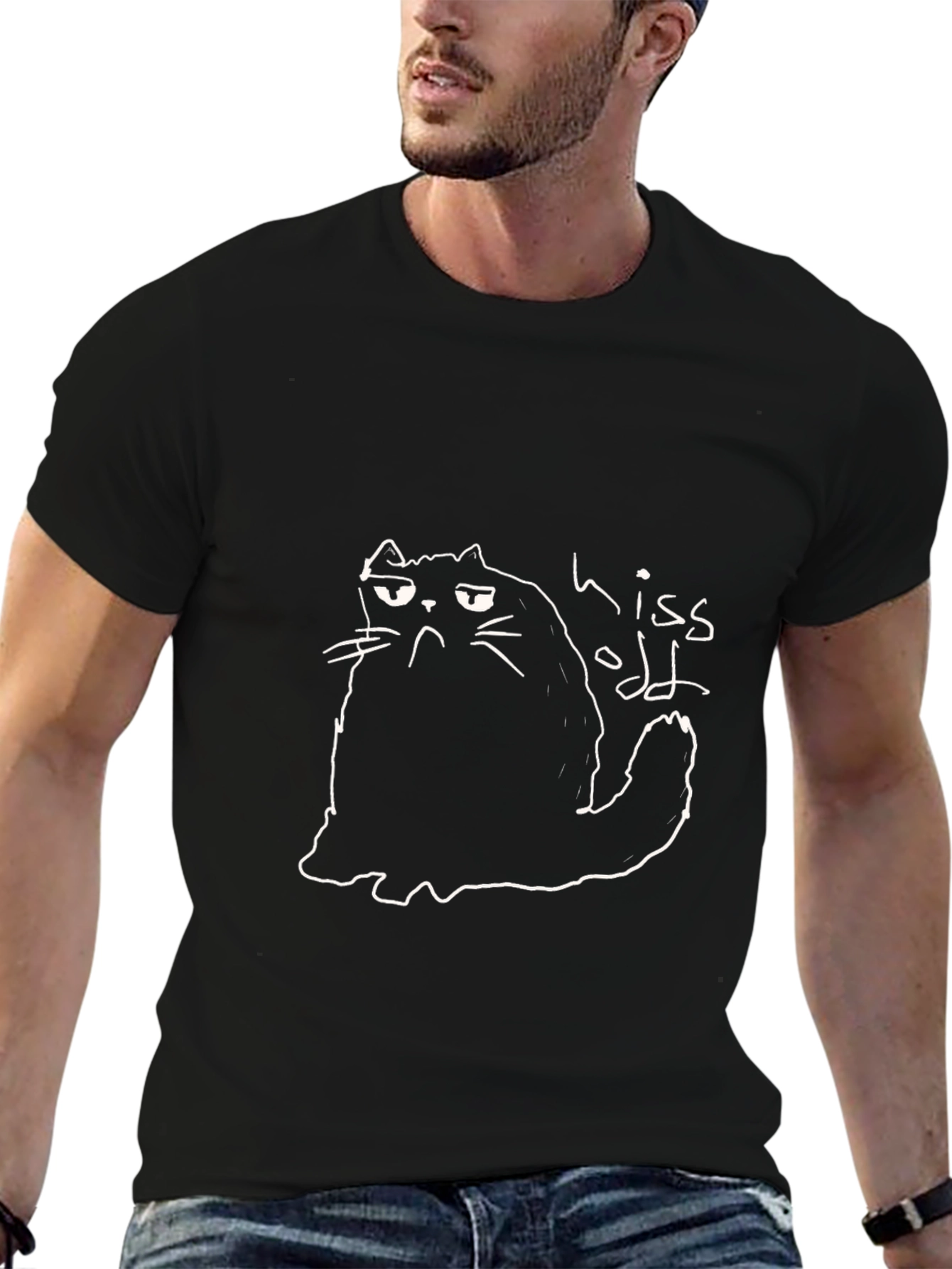 Hiss Off Cat Graphic T-Shirt - Funny Black Tee