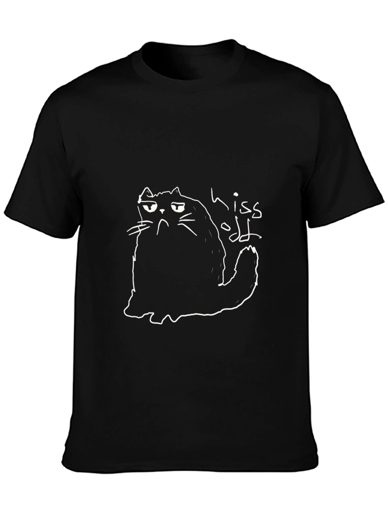 Hiss Off Cat Graphic T-Shirt - Funny Black Tee