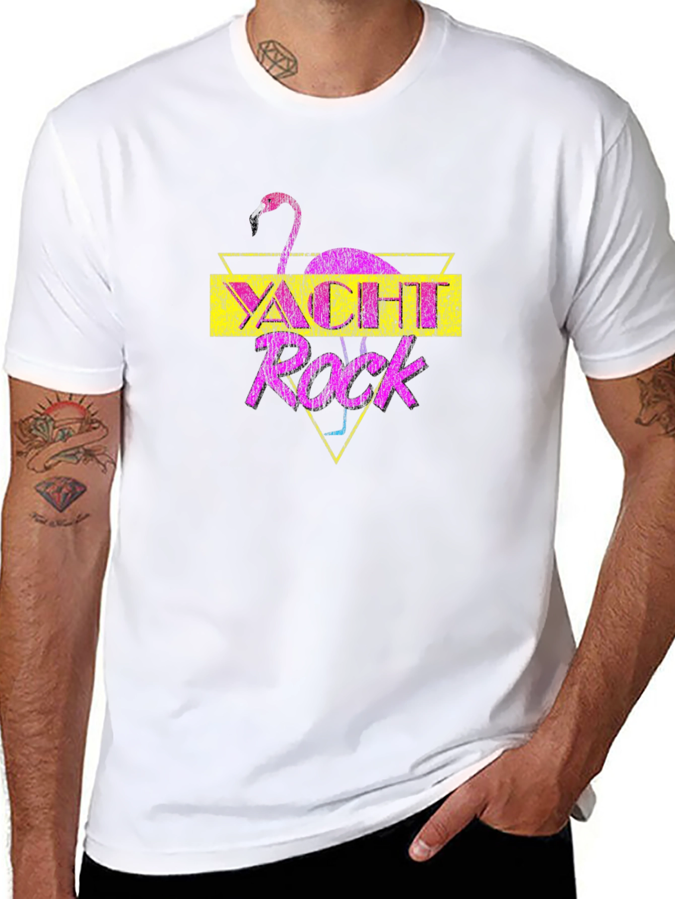 Yacht Rock Flamingo Graphic T-Shirt - Retro Style