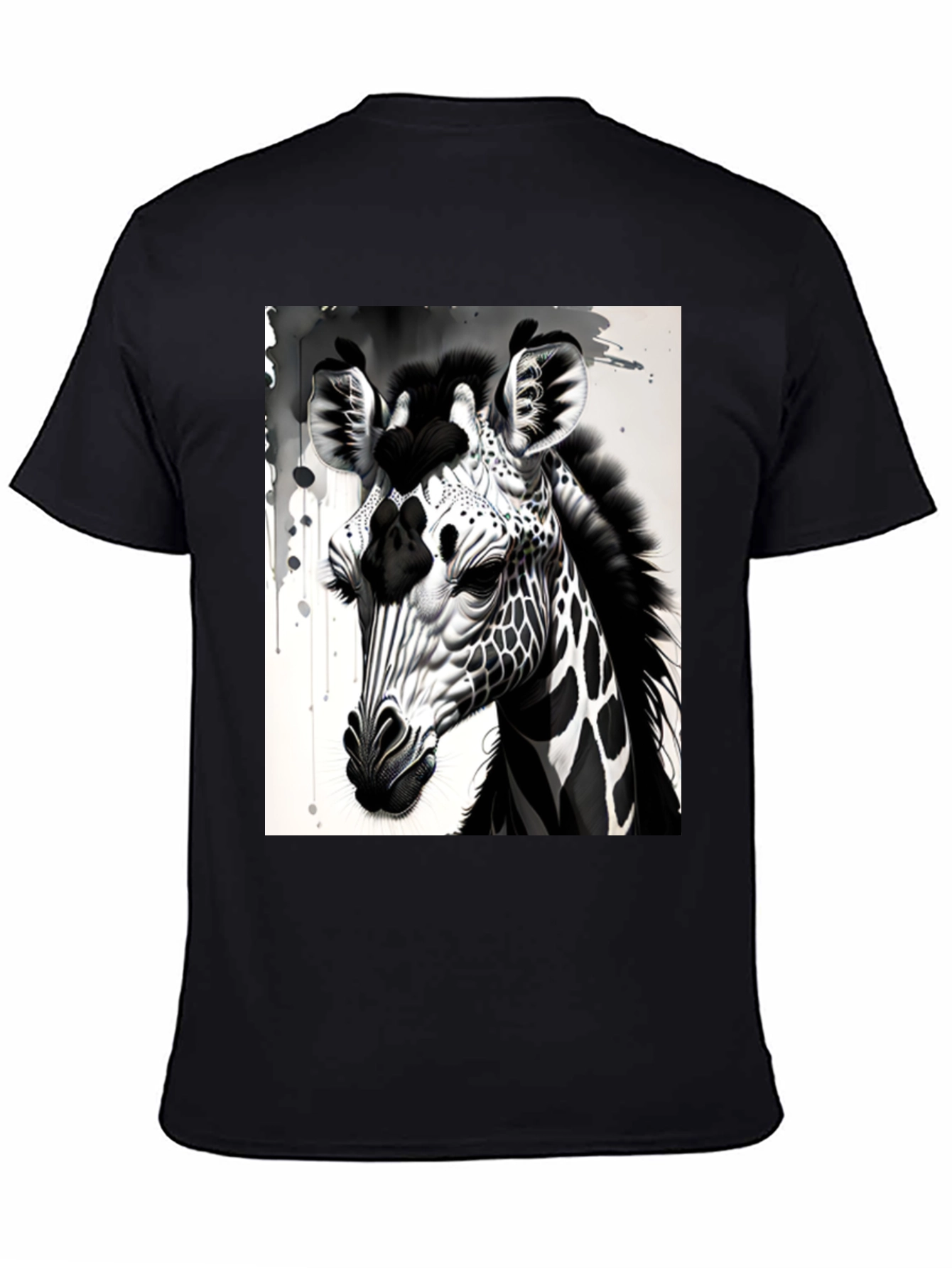 Monochrome Giraffe Graphic Tee - Stylish Mens T-Shirt