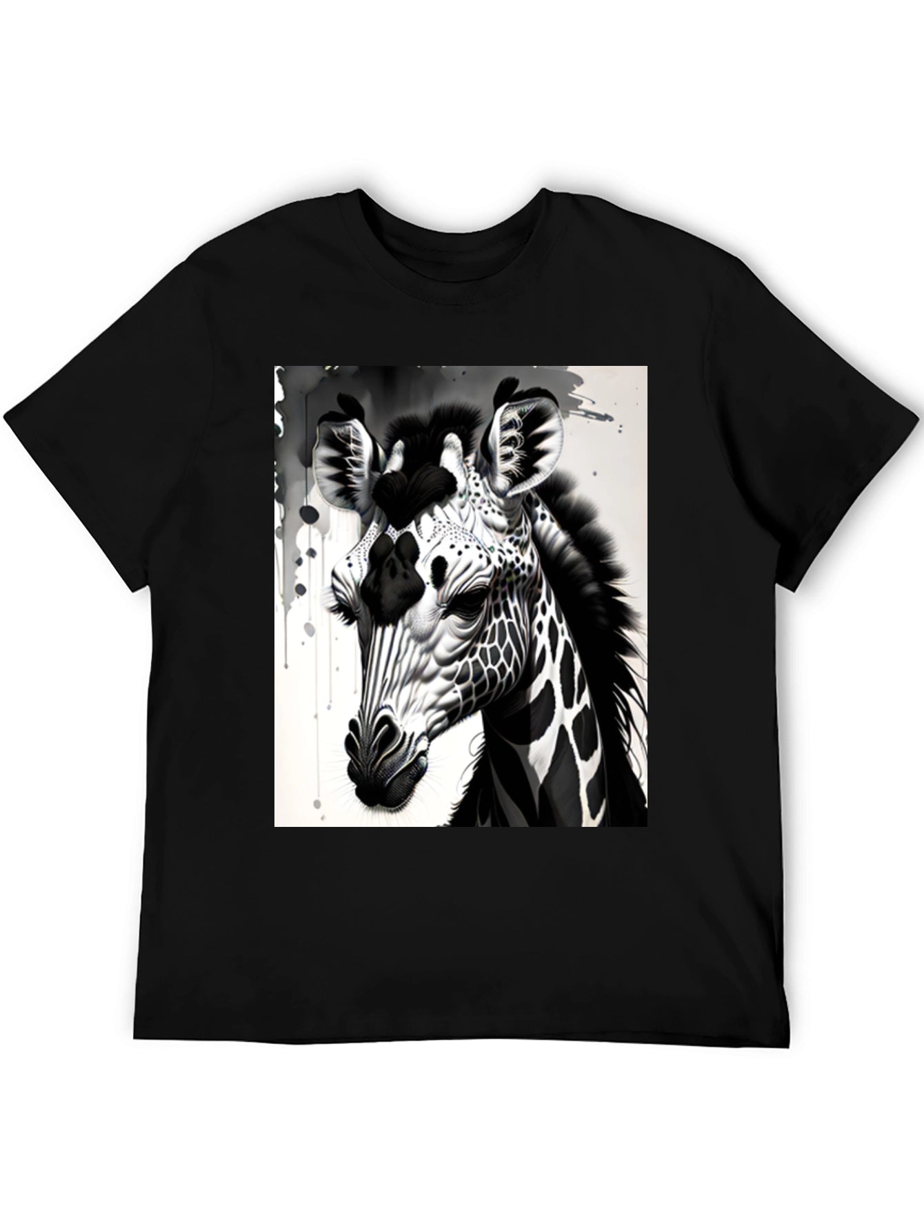 Monochrome Giraffe Graphic Tee - Stylish Mens T-Shirt