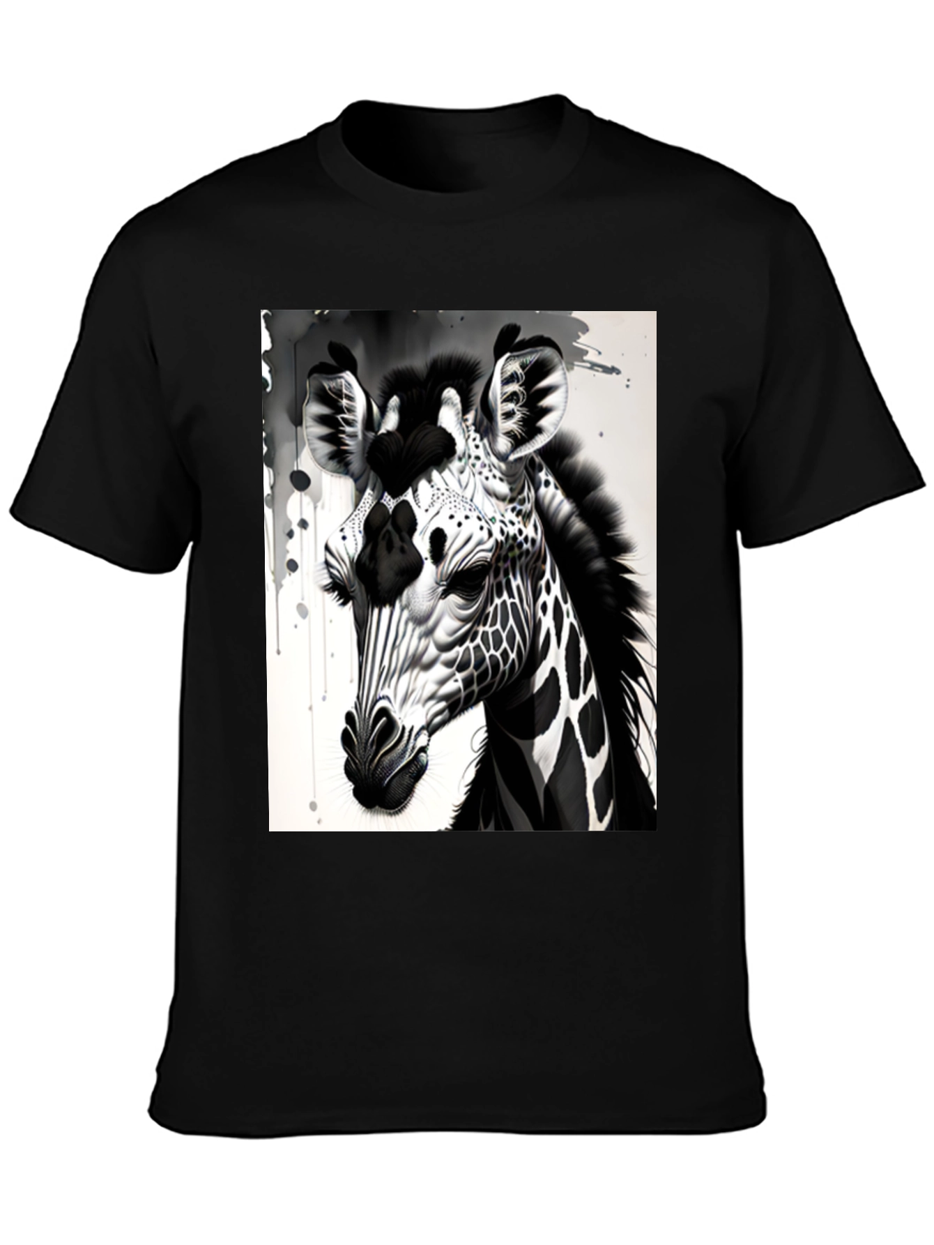 Monochrome Giraffe Graphic Tee - Stylish Mens T-Shirt