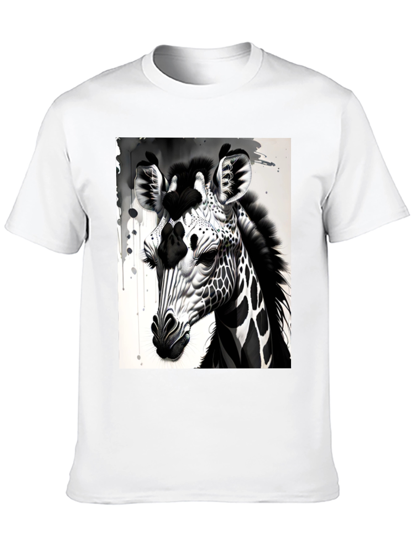Monochrome Giraffe Graphic Tee - Stylish Mens T-Shirt