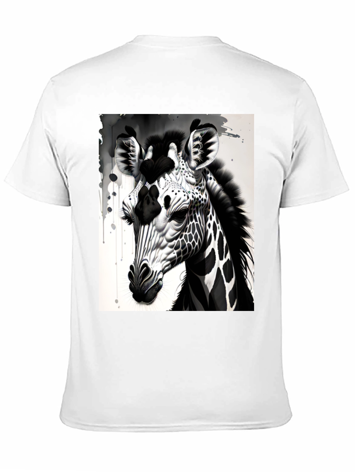 Monochrome Giraffe Graphic Tee - Stylish Mens T-Shirt