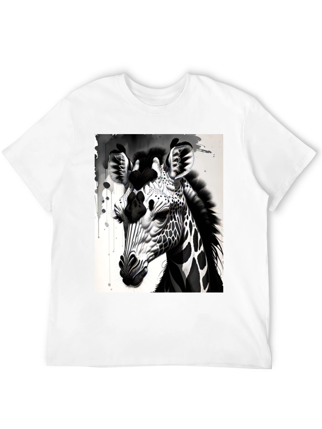 Monochrome Giraffe Graphic Tee - Stylish Mens T-Shirt