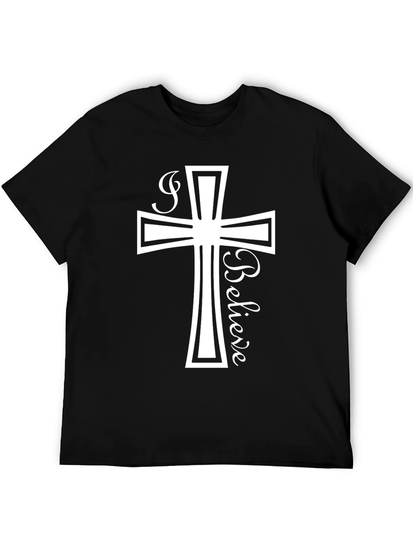 I Believe Christian Cross Black T-Shirt