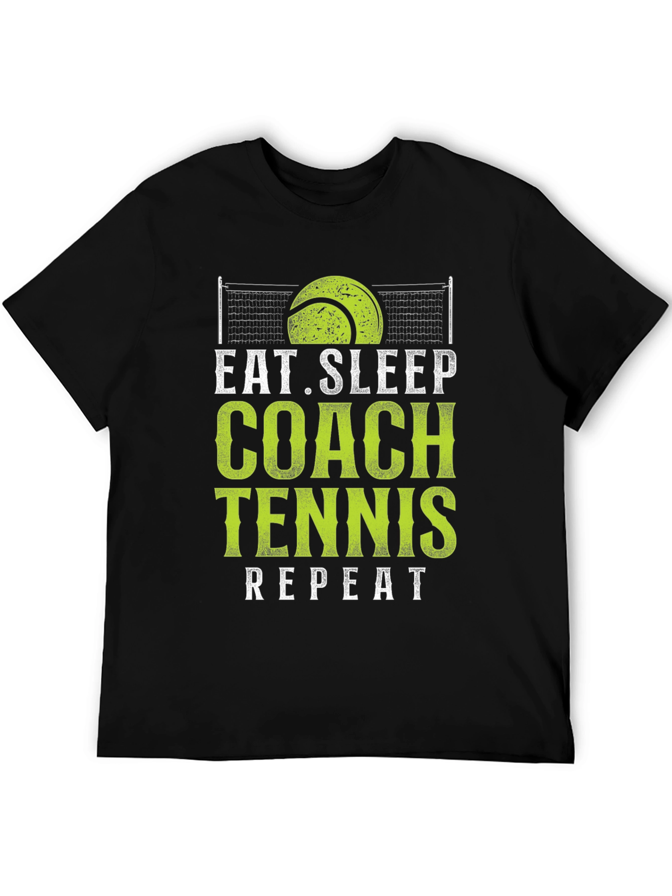 Eat Sleep Coach Tennis Repeat Black T-Shirt
