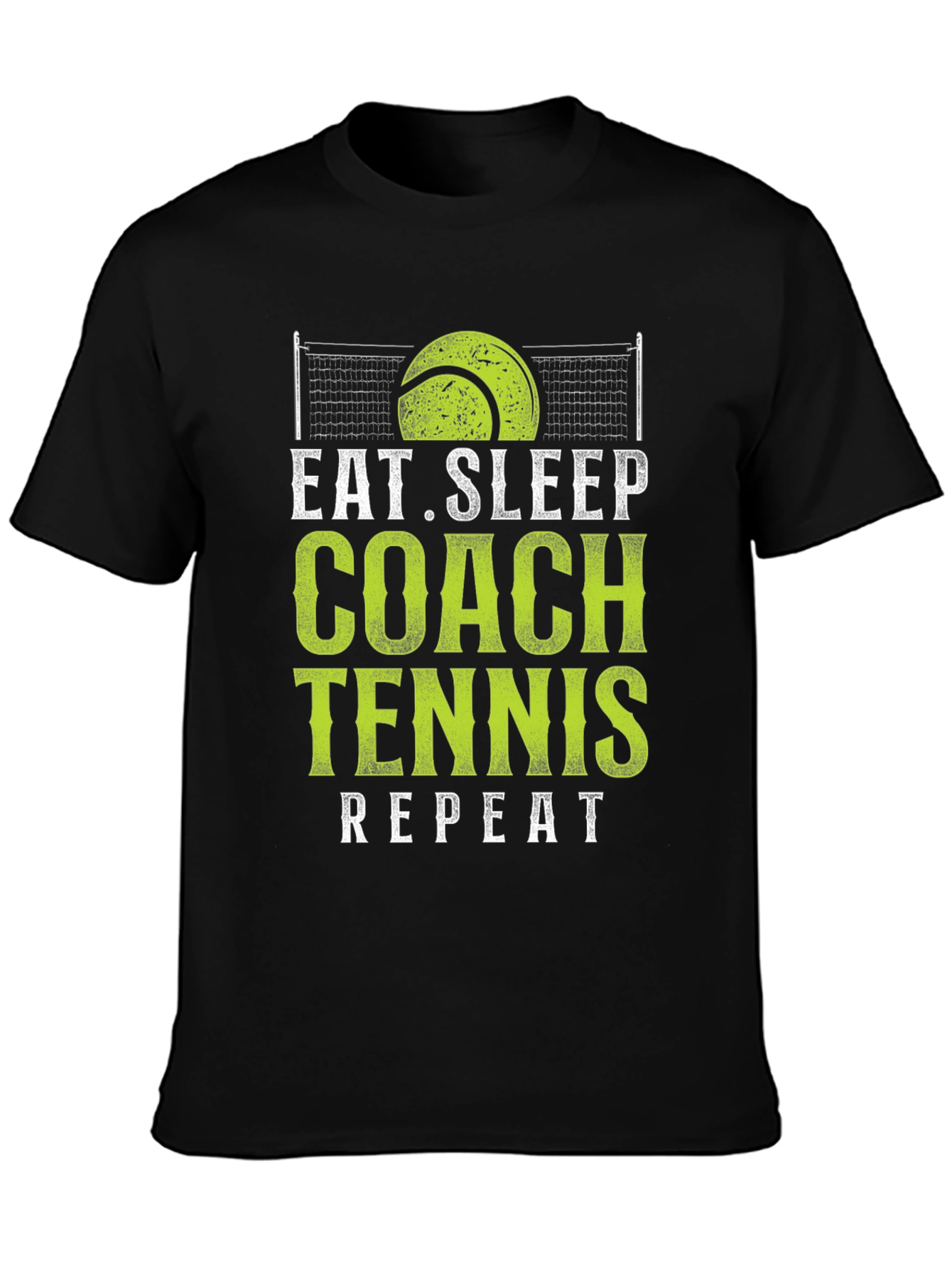 Eat Sleep Coach Tennis Repeat Black T-Shirt