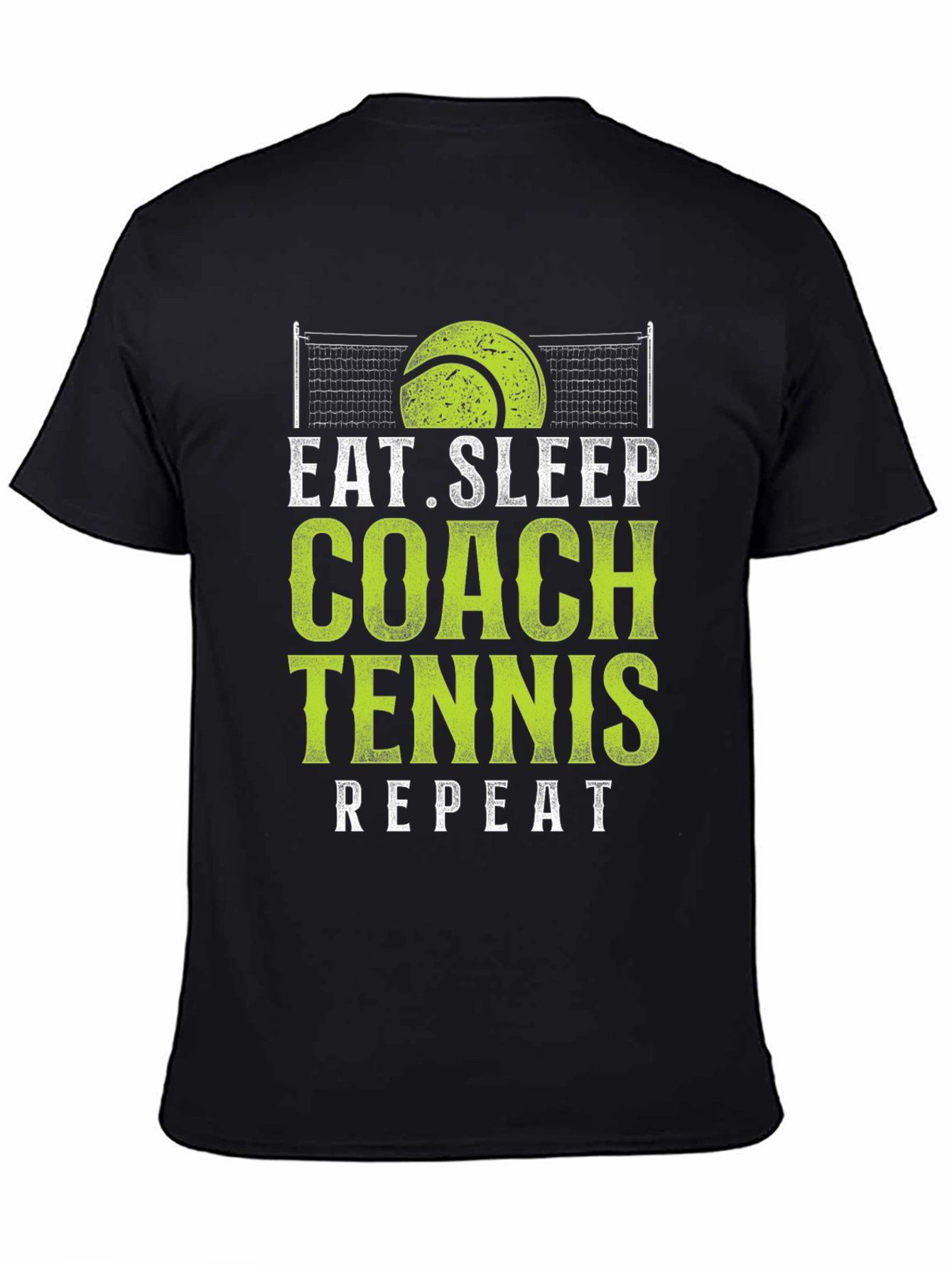 Eat Sleep Coach Tennis Repeat Black T-Shirt