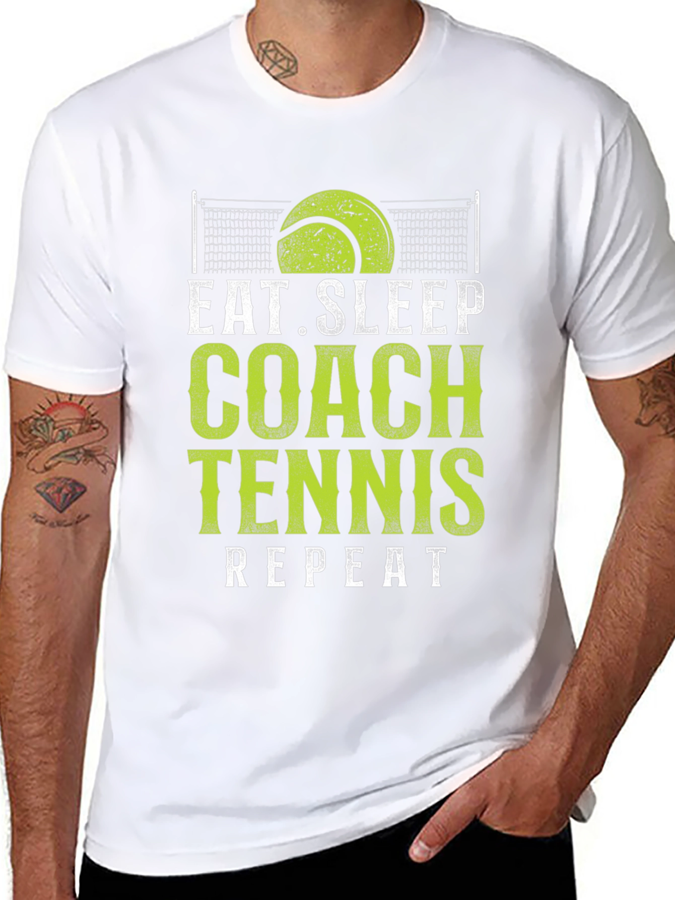 Eat Sleep Coach Tennis Repeat Black T-Shirt
