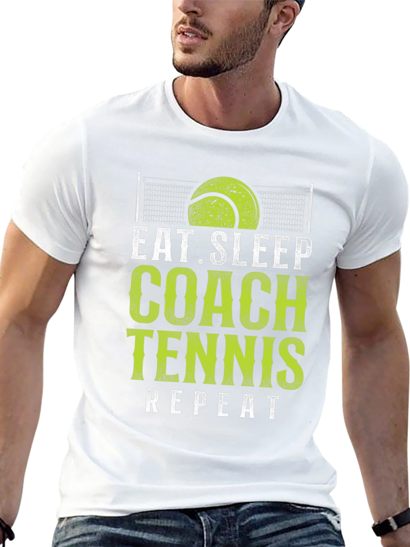 Eat Sleep Coach Tennis Repeat Black T-Shirt