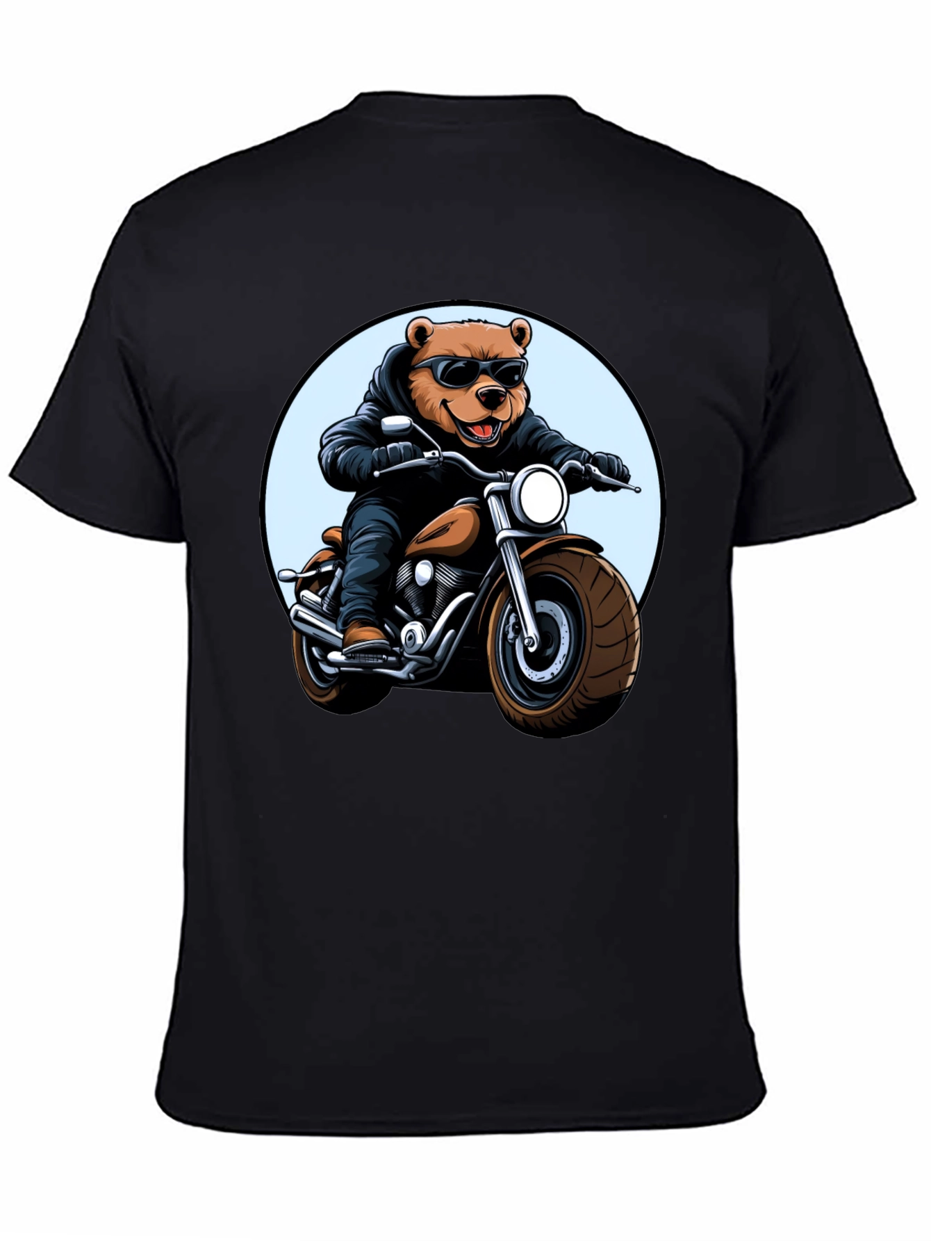 Cool Bear Biker T-Shirt - Black Graphic Tee
