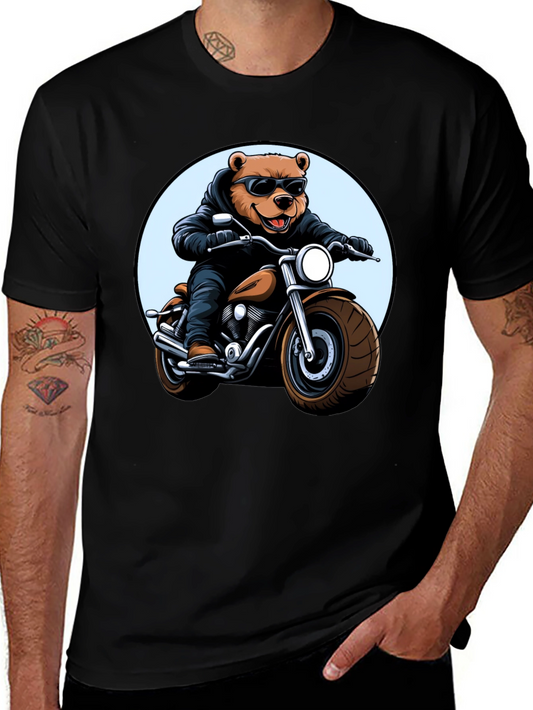 Cool Bear Biker T-Shirt - Black Graphic Tee