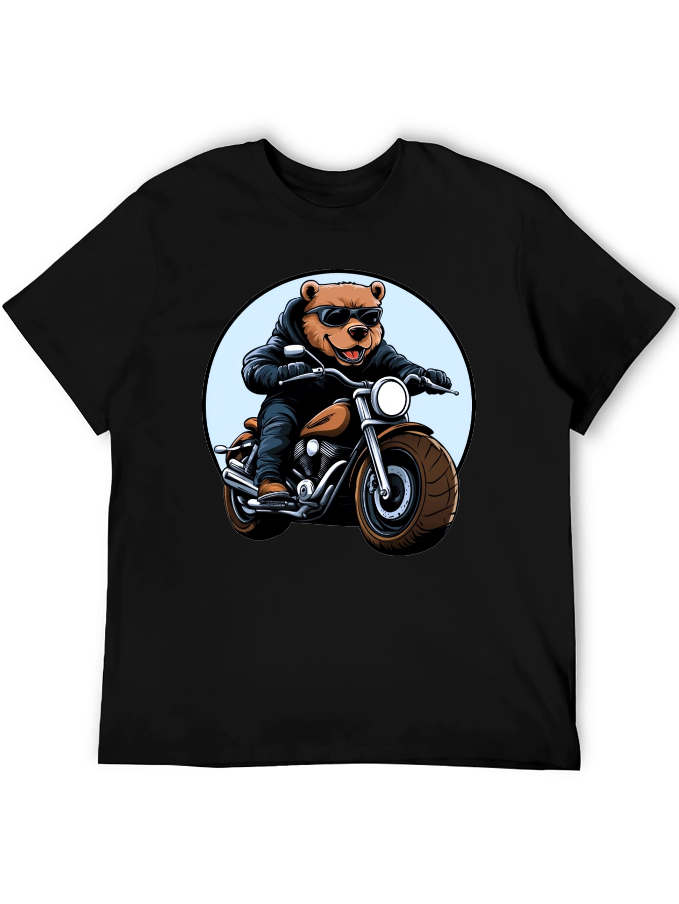 Cool Bear Biker T-Shirt - Black Graphic Tee