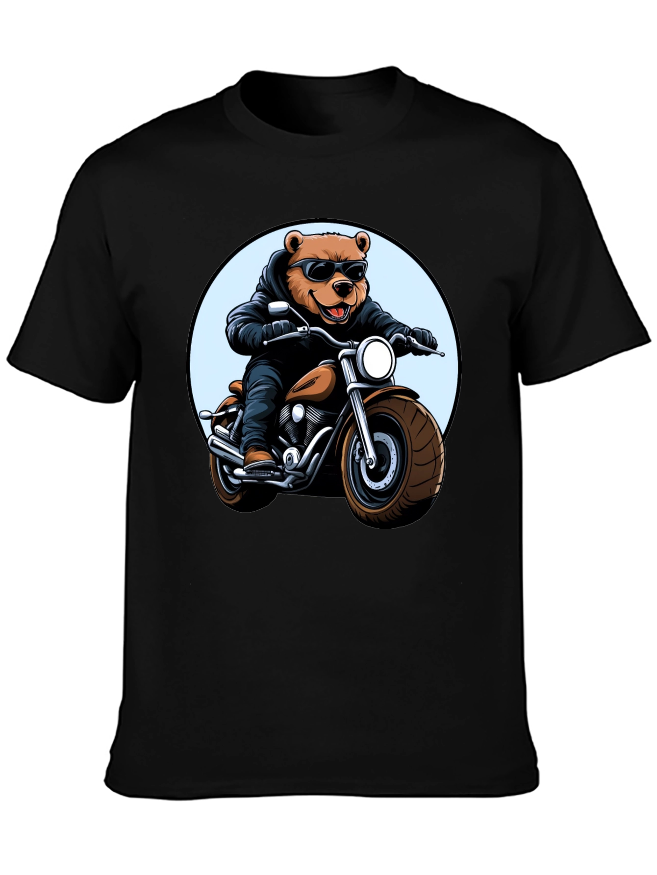 Cool Bear Biker T-Shirt - Black Graphic Tee