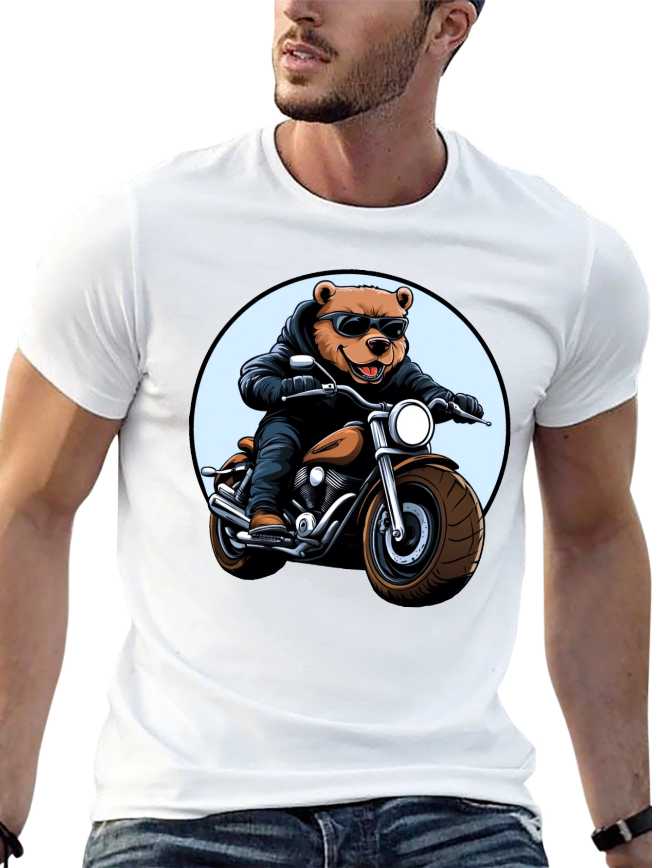 Cool Bear Biker T-Shirt - Black Graphic Tee