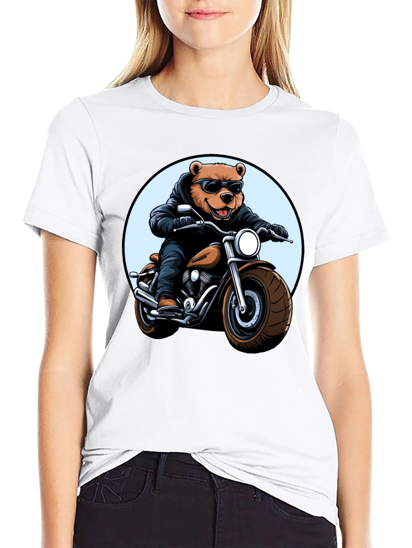 Cool Bear Biker T-Shirt - Black Graphic Tee