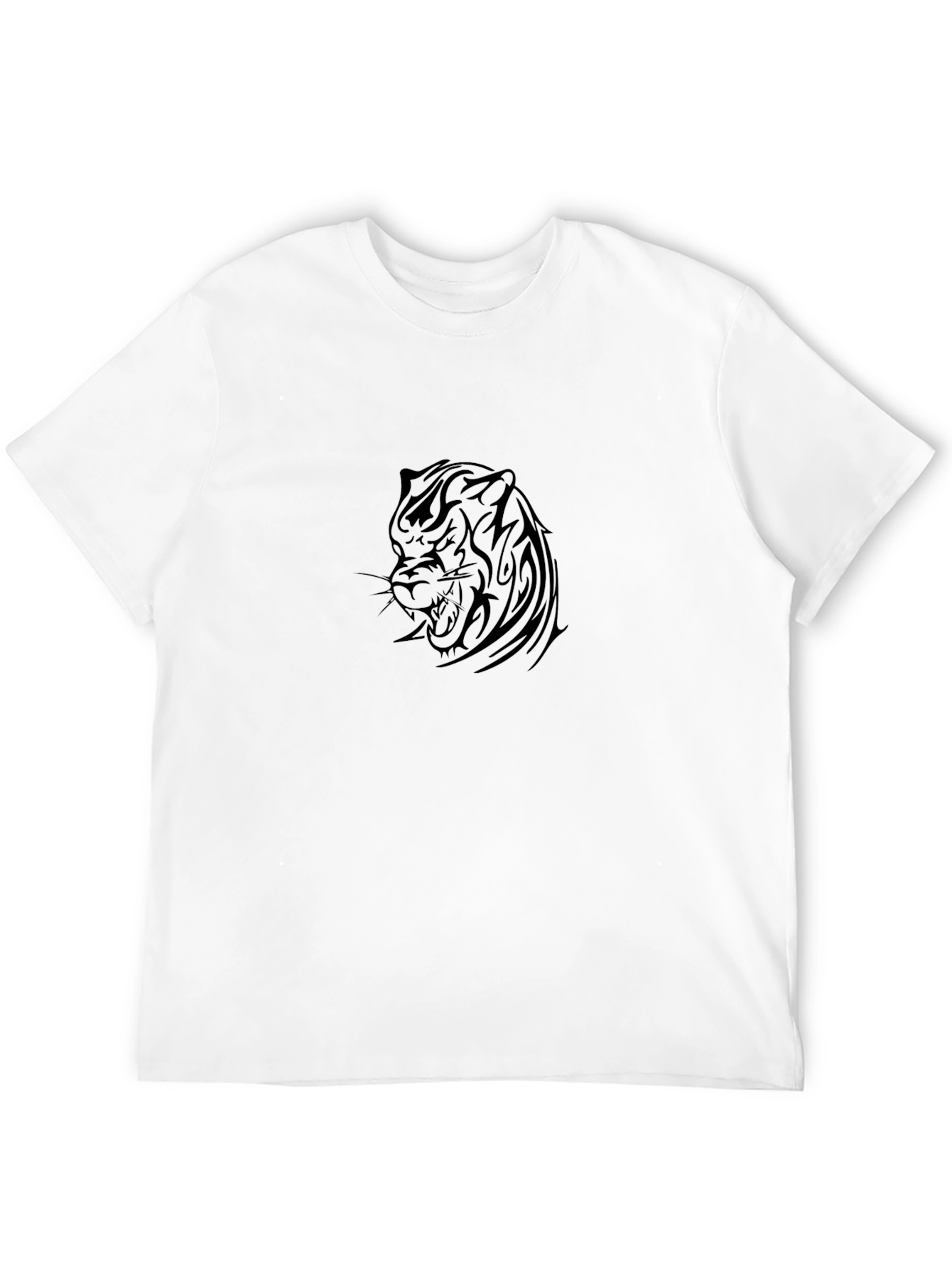 Black T-Shirt with Tribal Tiger Design