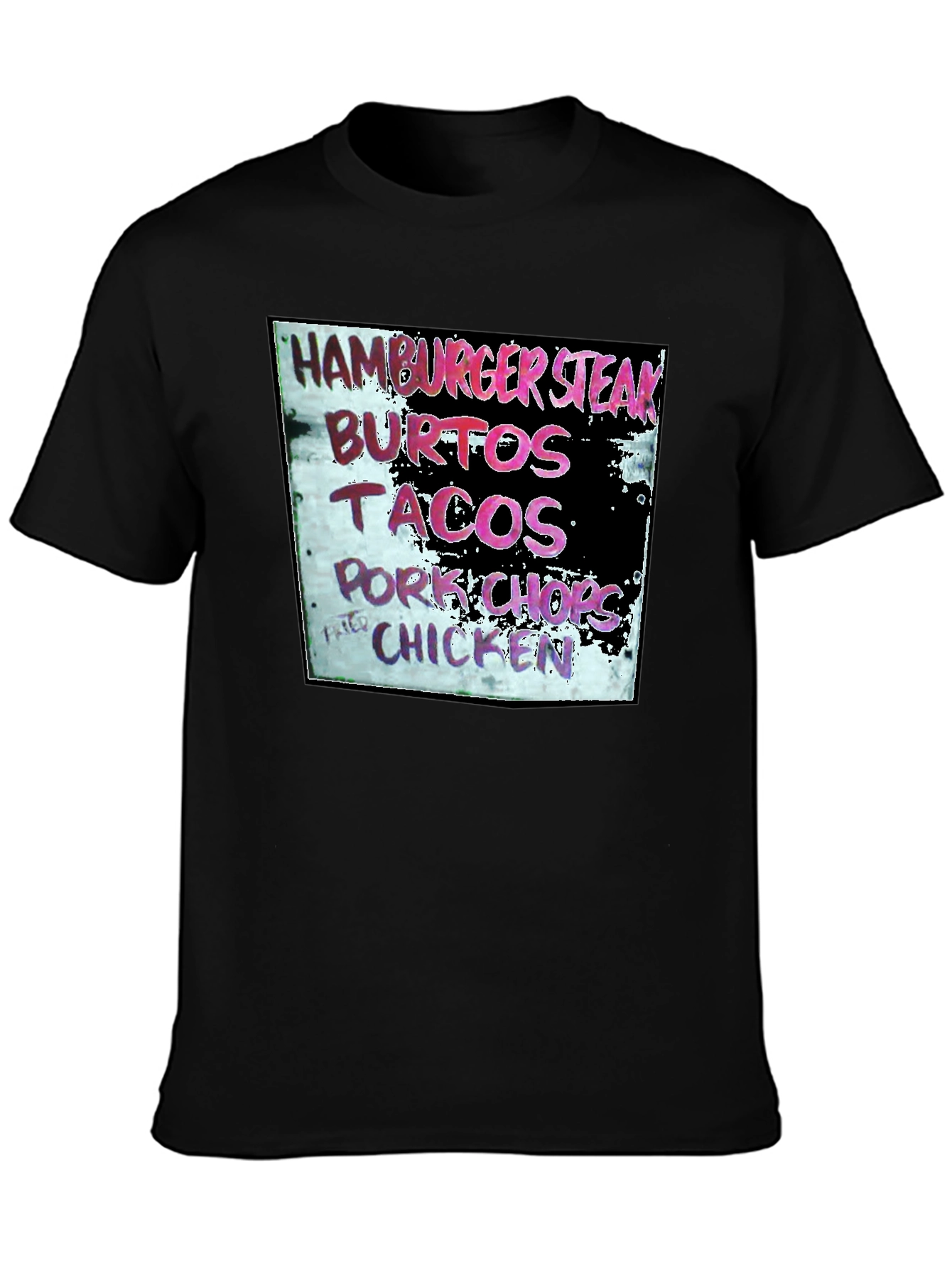 Hamburger Steak Burritos Tacos Chicken Black T-Shirt