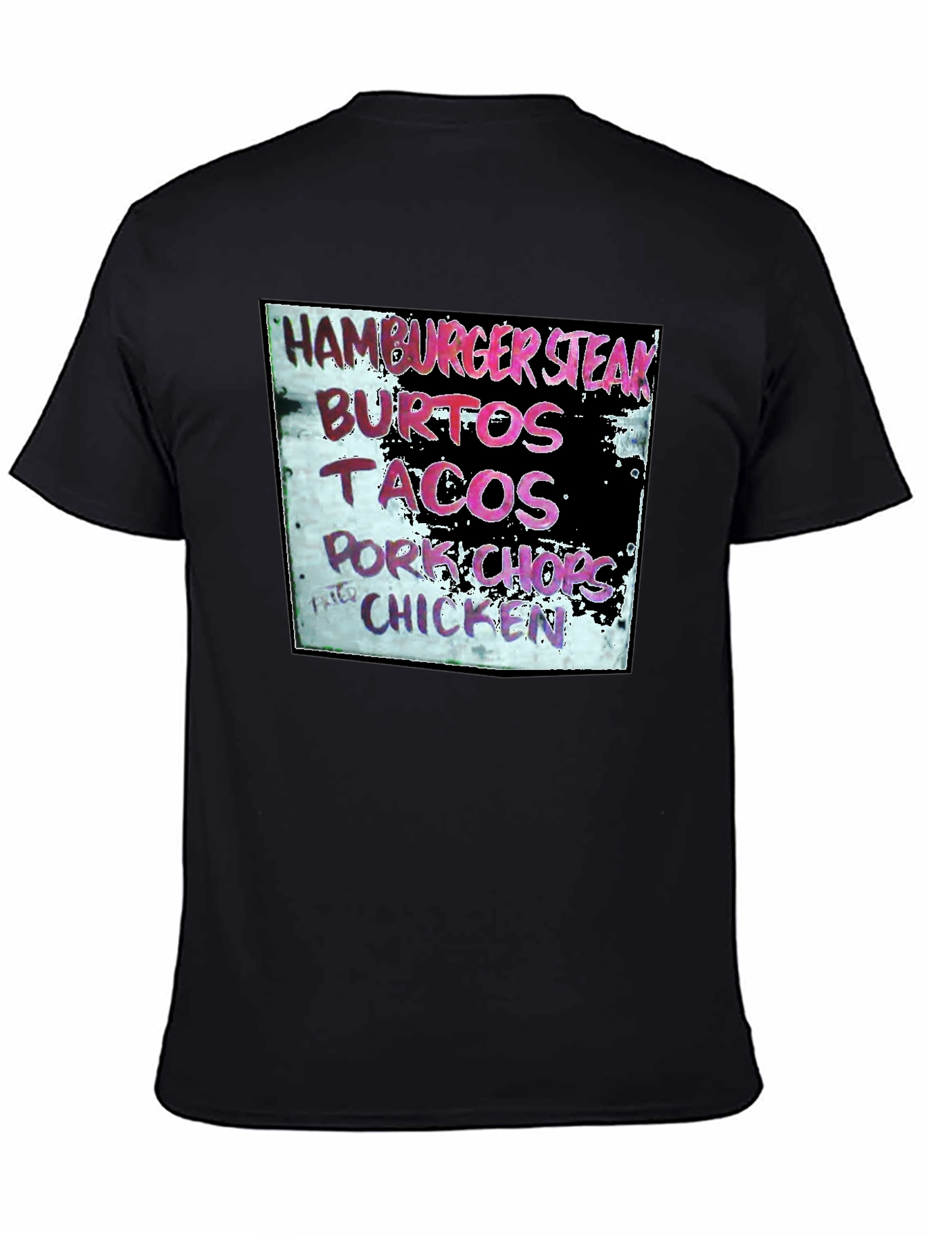 Hamburger Steak Burritos Tacos Chicken Black T-Shirt