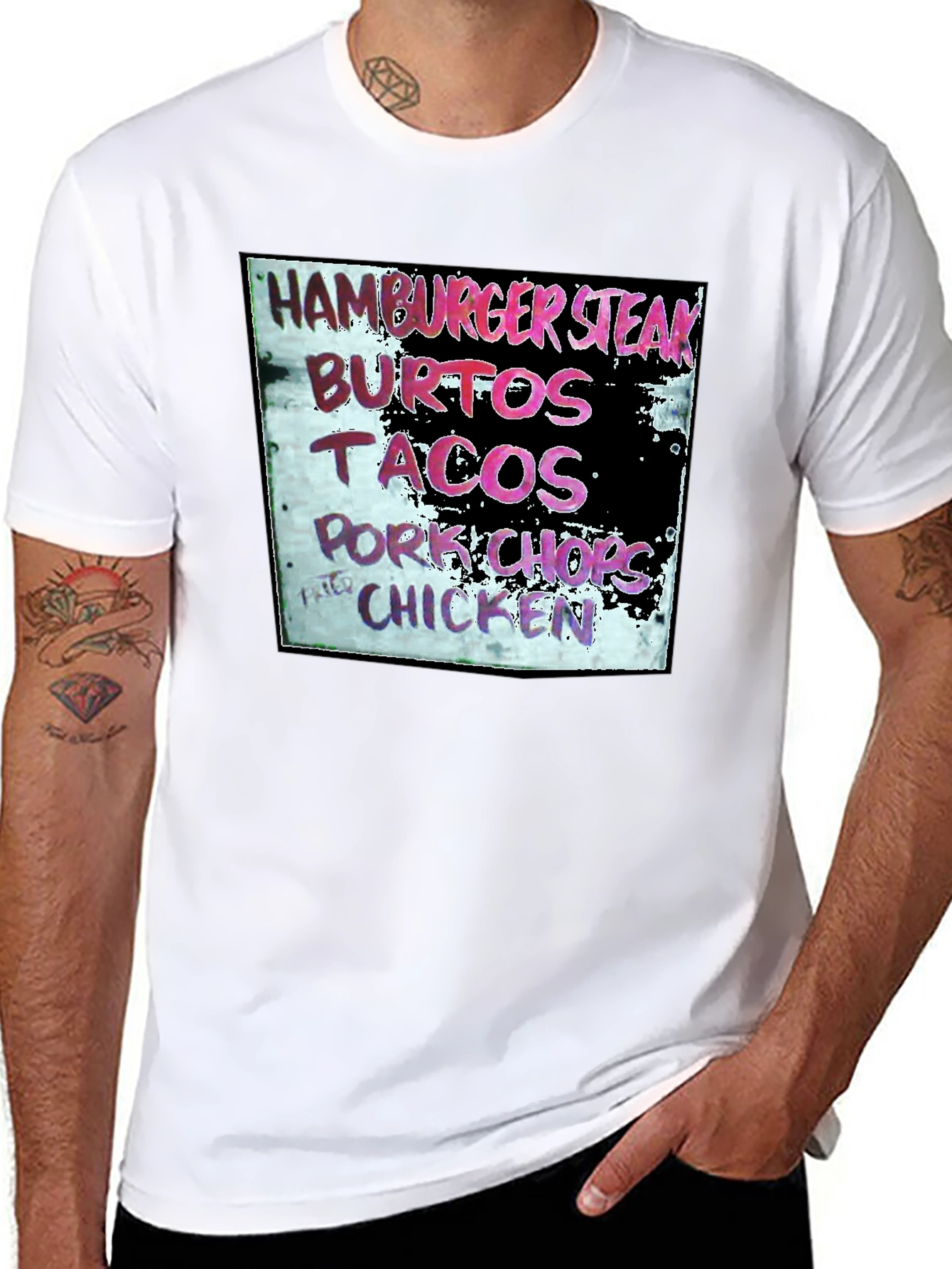 Hamburger Steak Burritos Tacos Chicken Black T-Shirt