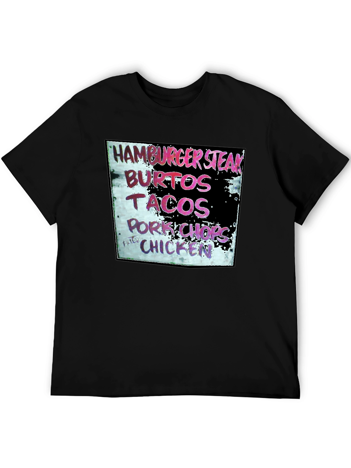 Hamburger Steak Burritos Tacos Chicken Black T-Shirt