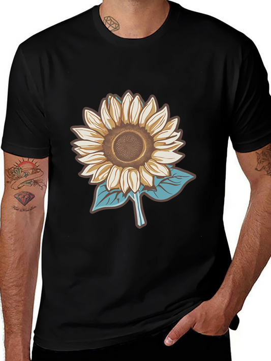 Sunflower Graphic Tee - Stylish Mens Black T-Shirt