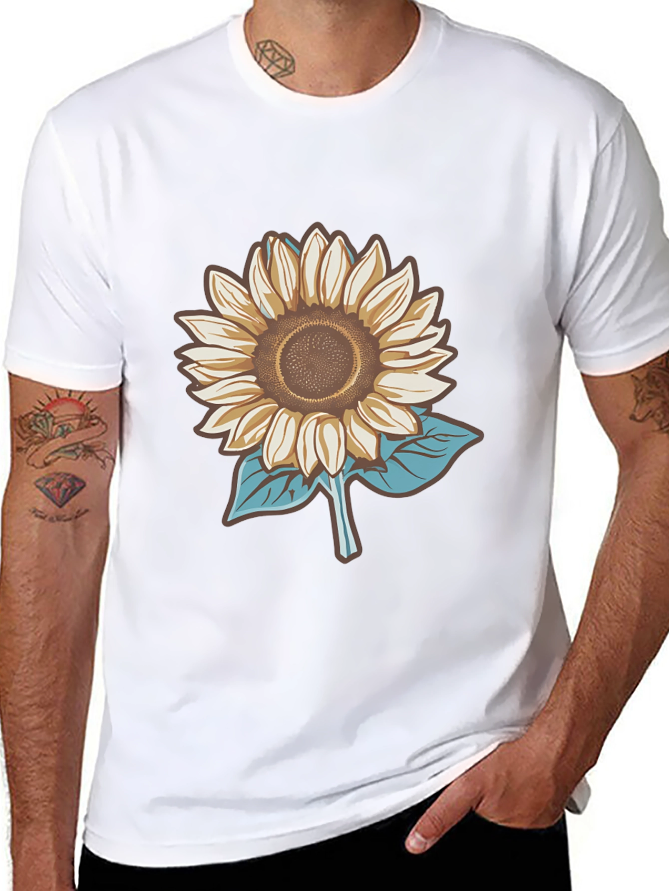 Sunflower Graphic Tee - Stylish Mens Black T-Shirt