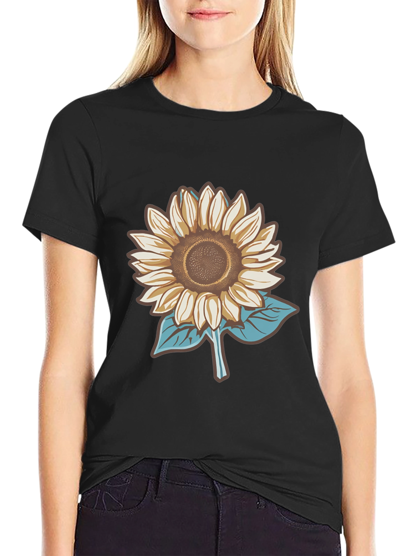 Sunflower Graphic Tee - Stylish Mens Black T-Shirt