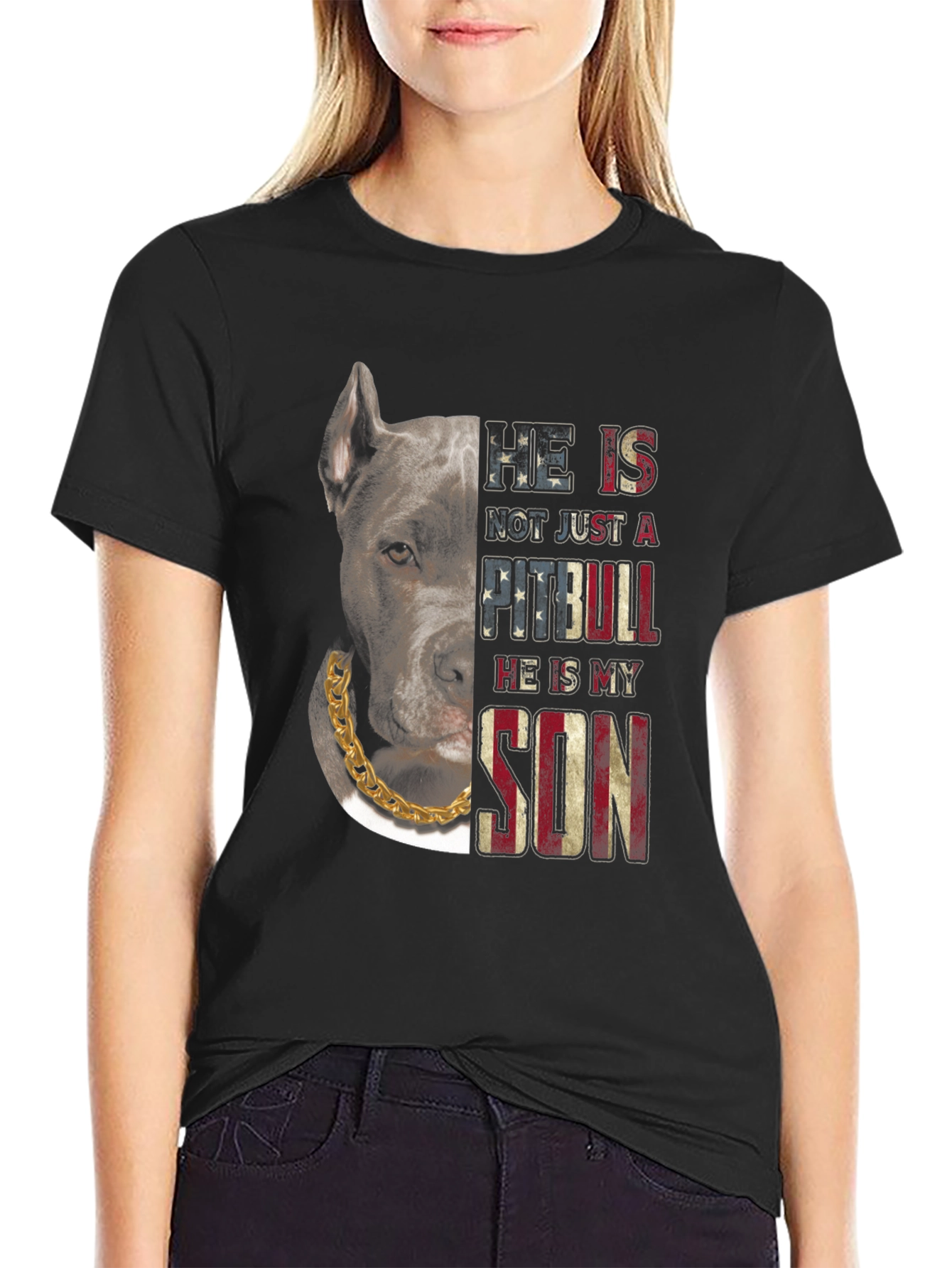 Pitbull Son American Flag T-Shirt