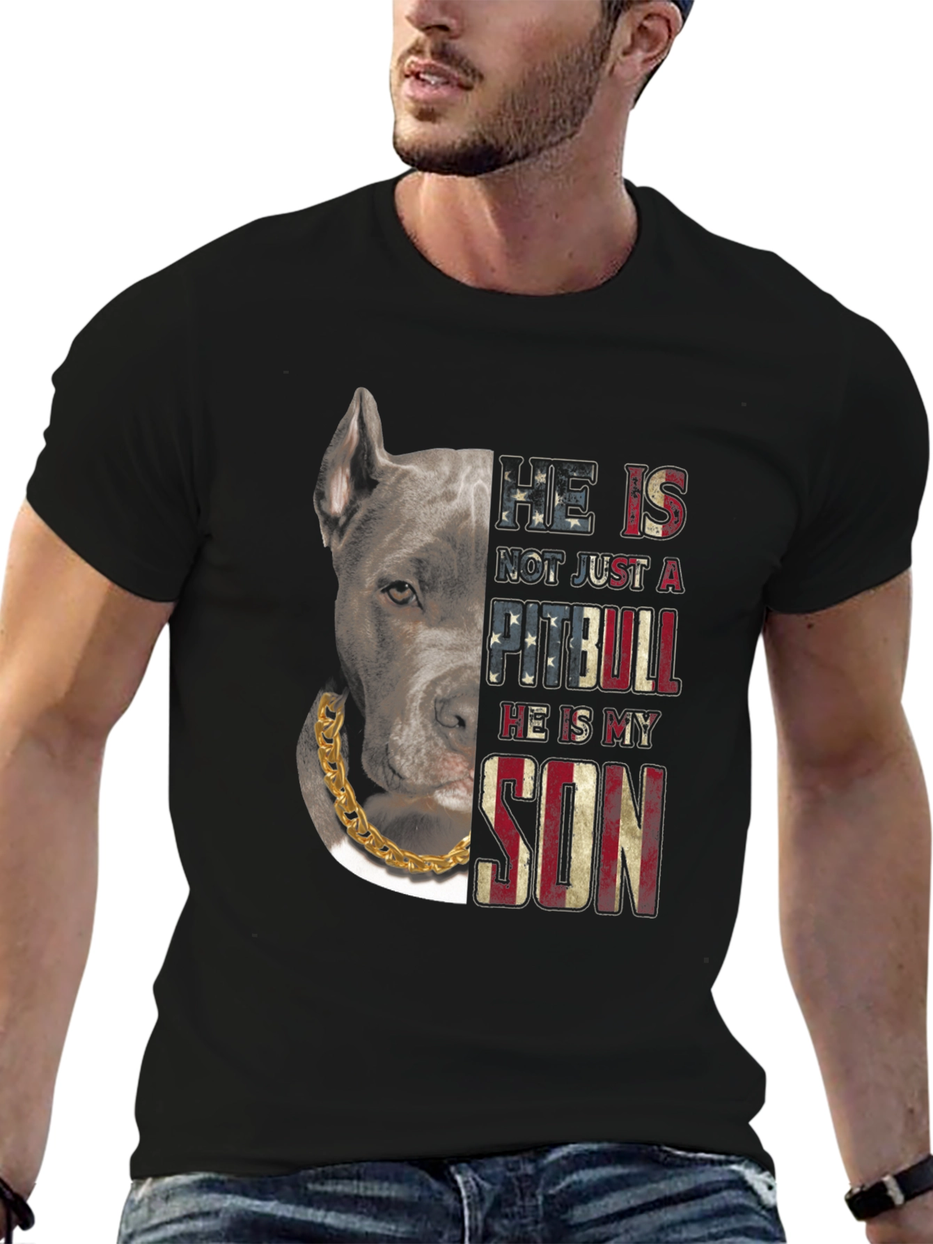 Pitbull Son American Flag T-Shirt
