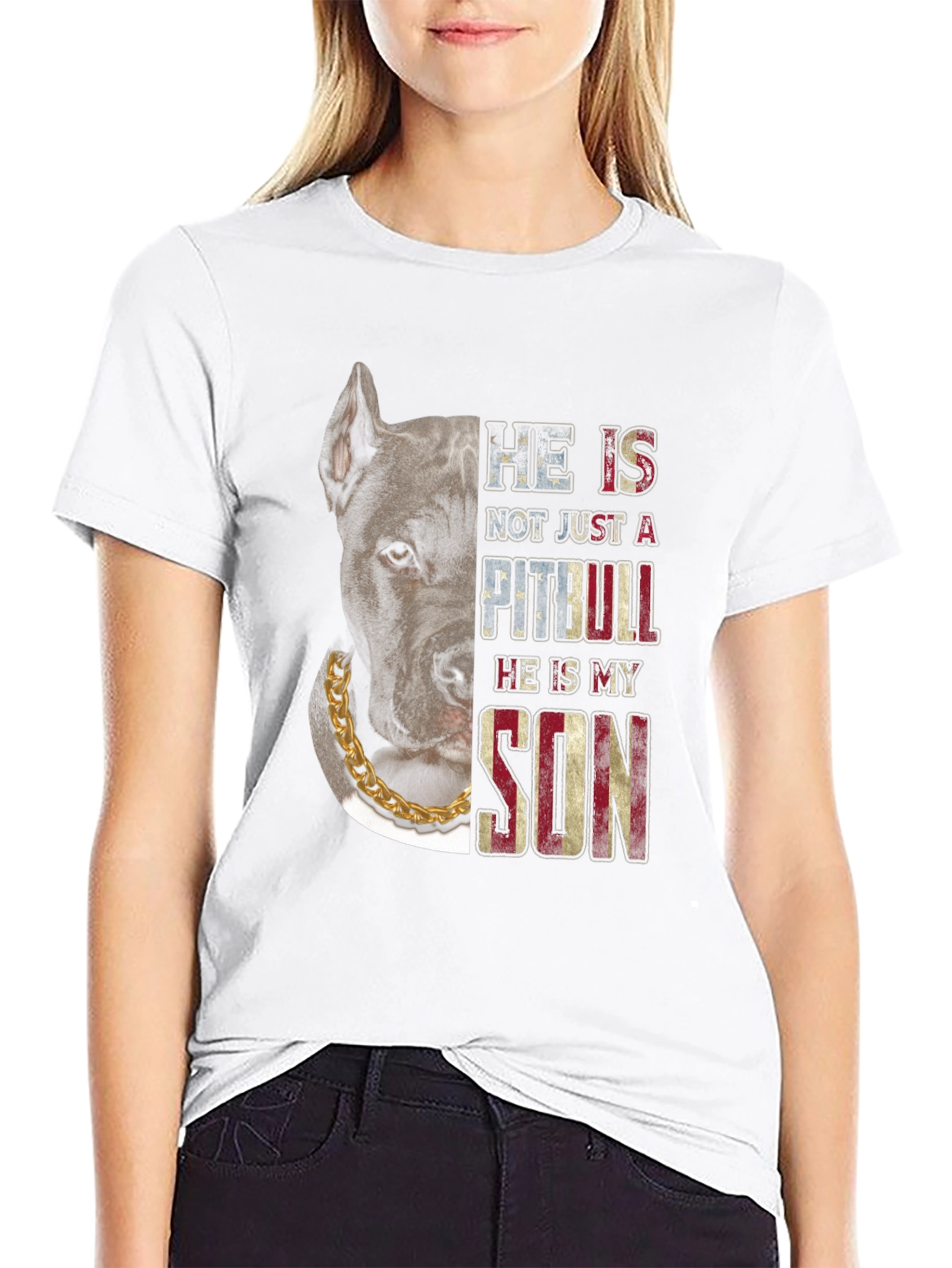 Pitbull Son American Flag T-Shirt
