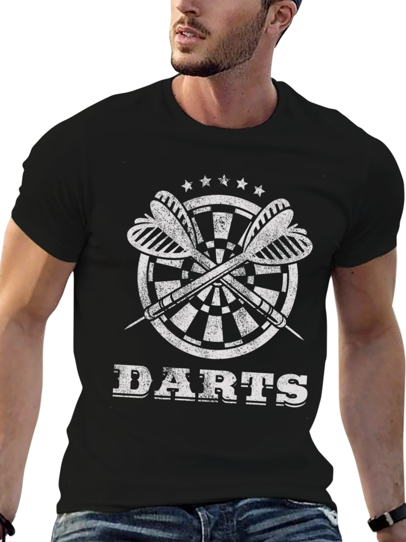 Darts Graphic Tee - Black Cotton T-Shirt