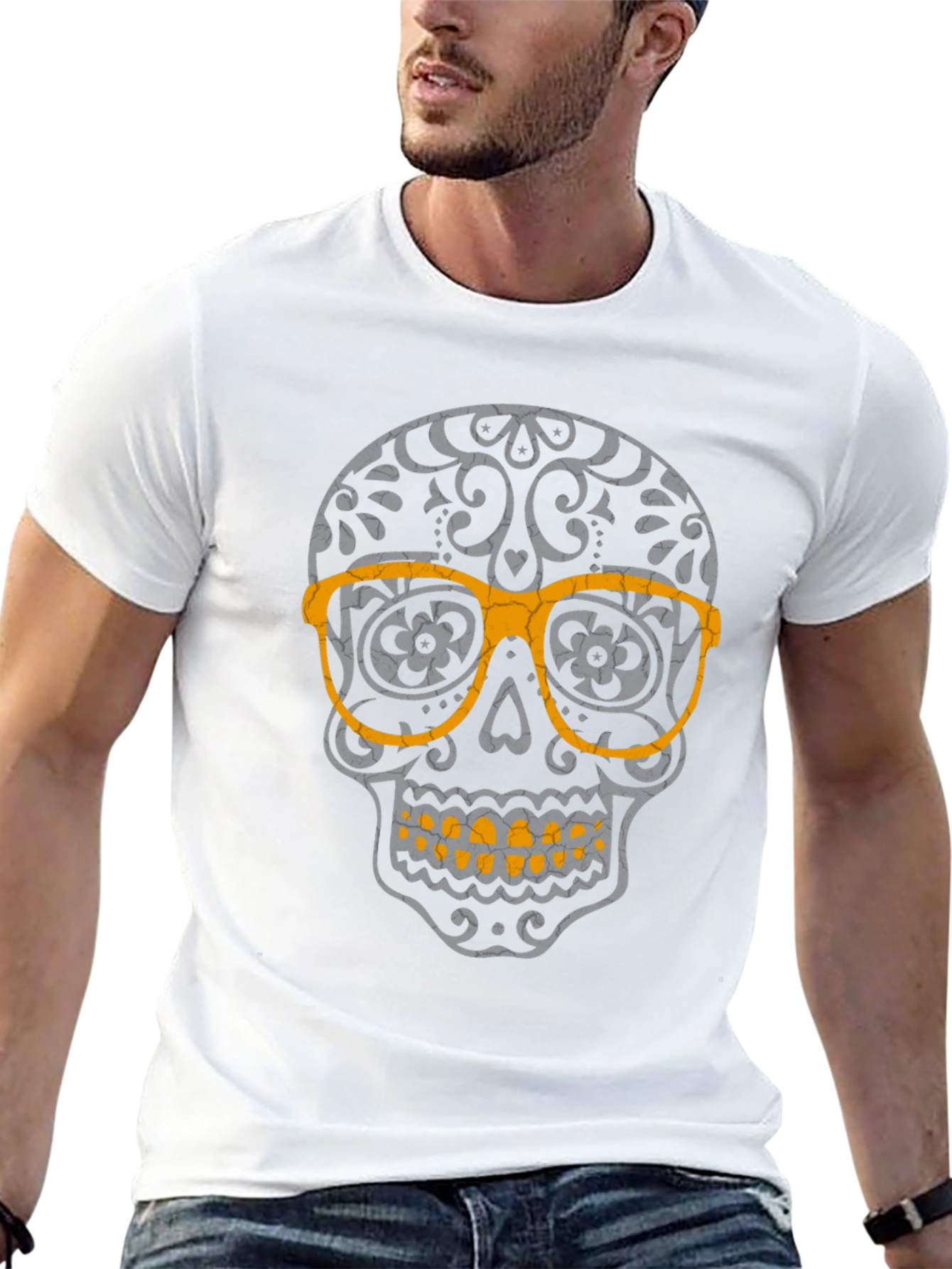 Skull with Glasses Graphic T-Shirt