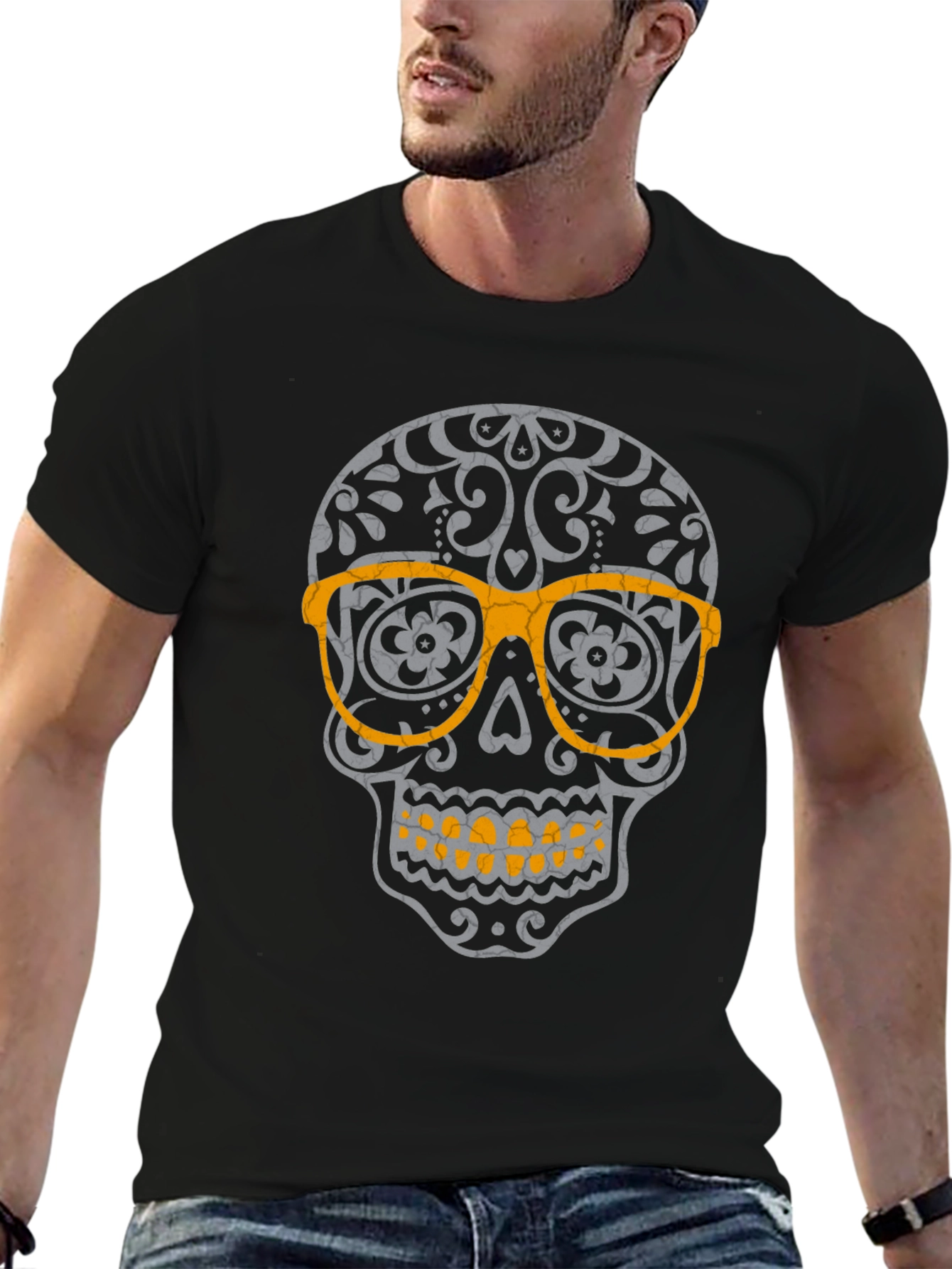 Skull with Glasses Graphic T-Shirt